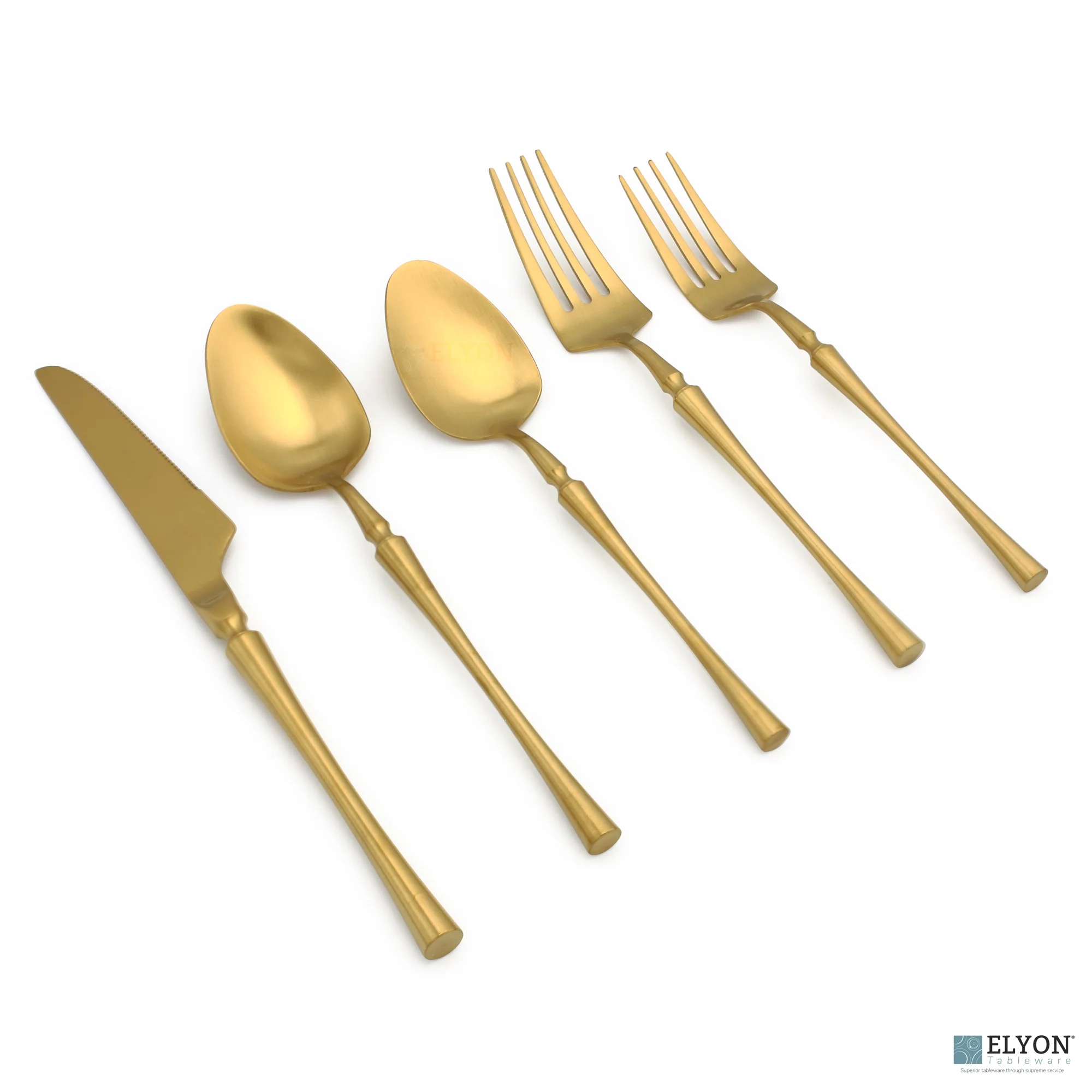 Elyon Tableware® 20-Piece Noelle Matte Gold Flatware Set, Stainless Steel, Service For 4