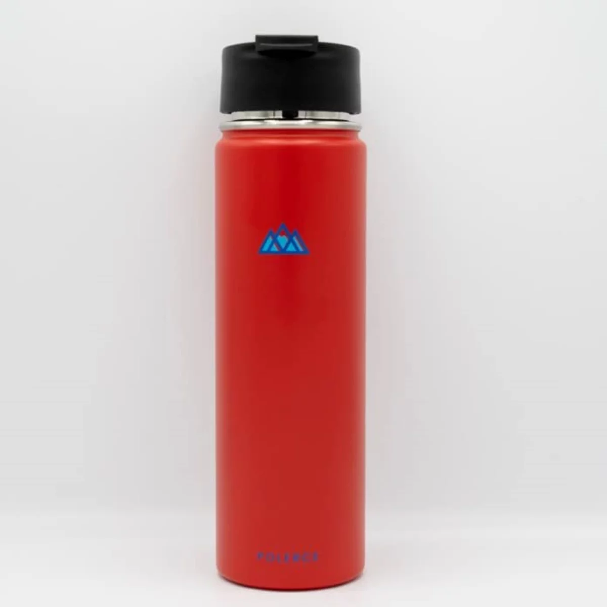 Vacuum Insulated Bottle with 3 Lids - Stainless Steel Thermally Insulated Flask - by Polerce (21 Oz, Red)