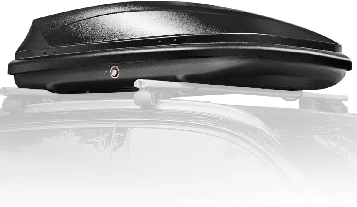 Heavy Duty Hard Shell Roof Top Mount Car Storage Travel Luggage Box Cargo Carrier with Security Keys, 53 (L) x 34 (W) x 15 (H) Inches, Capacity 110 Pounds 11 Cubic Feet Tool-Free Install