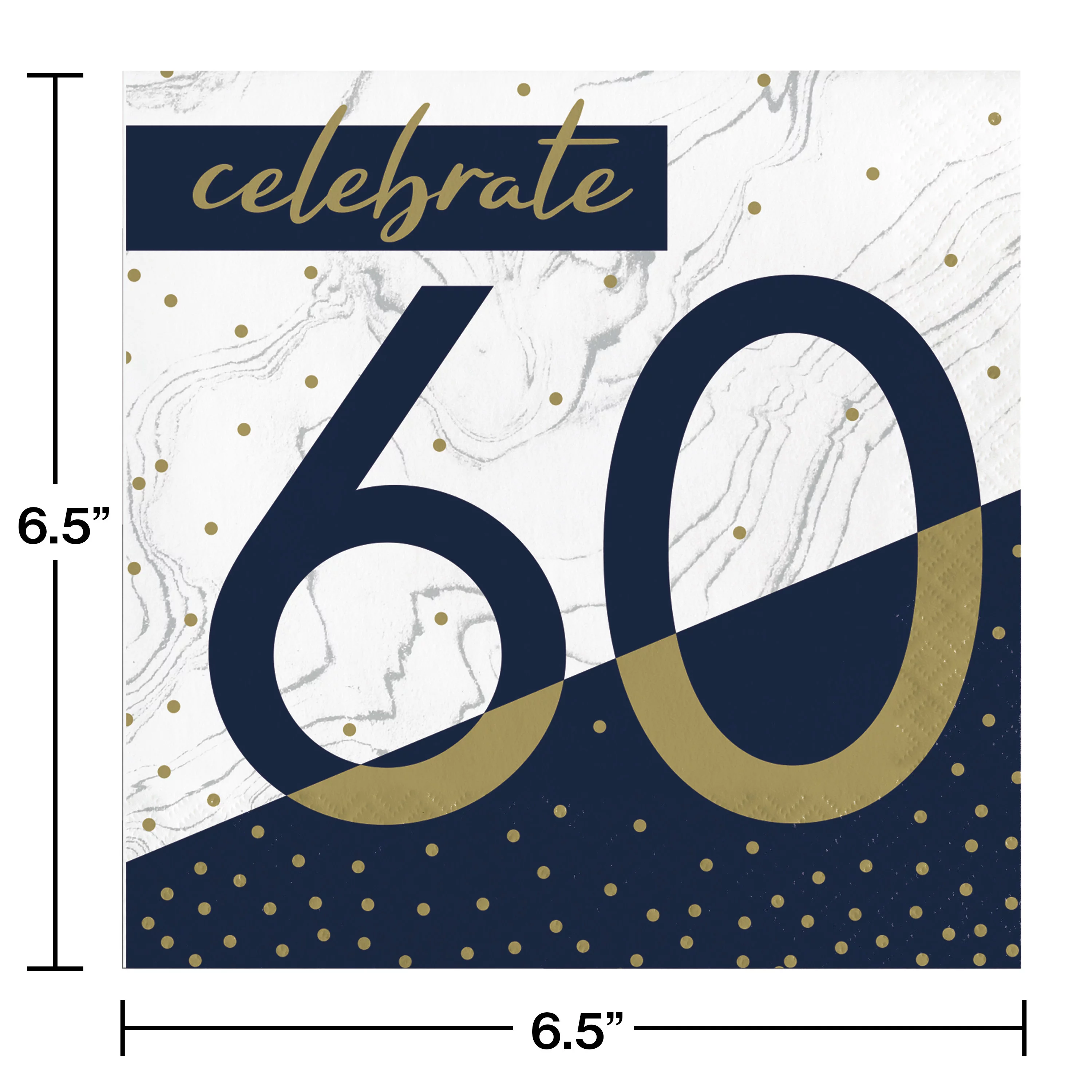 Creative Converting Navy and Gold 60th Birthday Party Supplies Kit, 81 Count