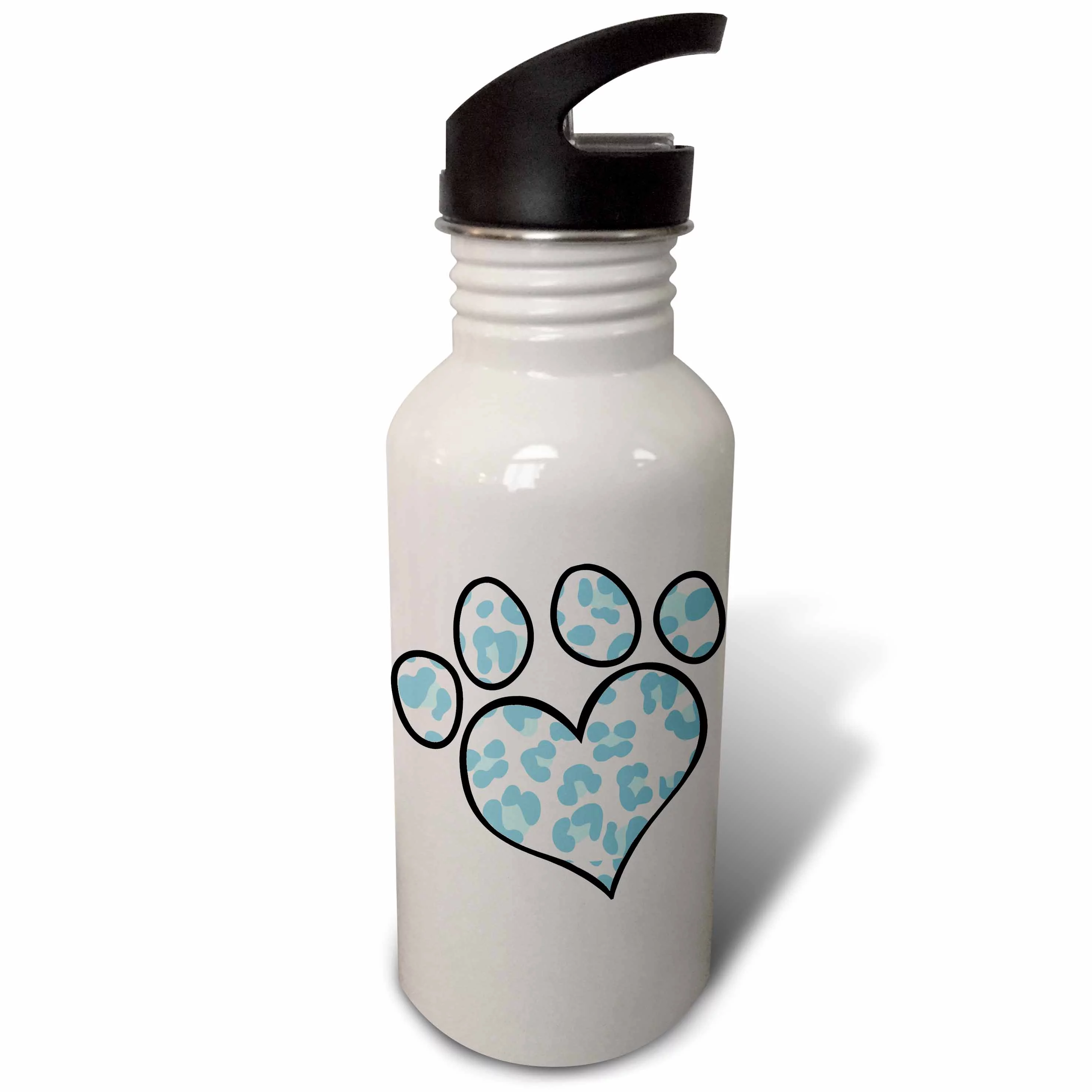 Cute Paw Print In Lt Blue Leopard 21 oz Sports Water Bottle wb-122534-1