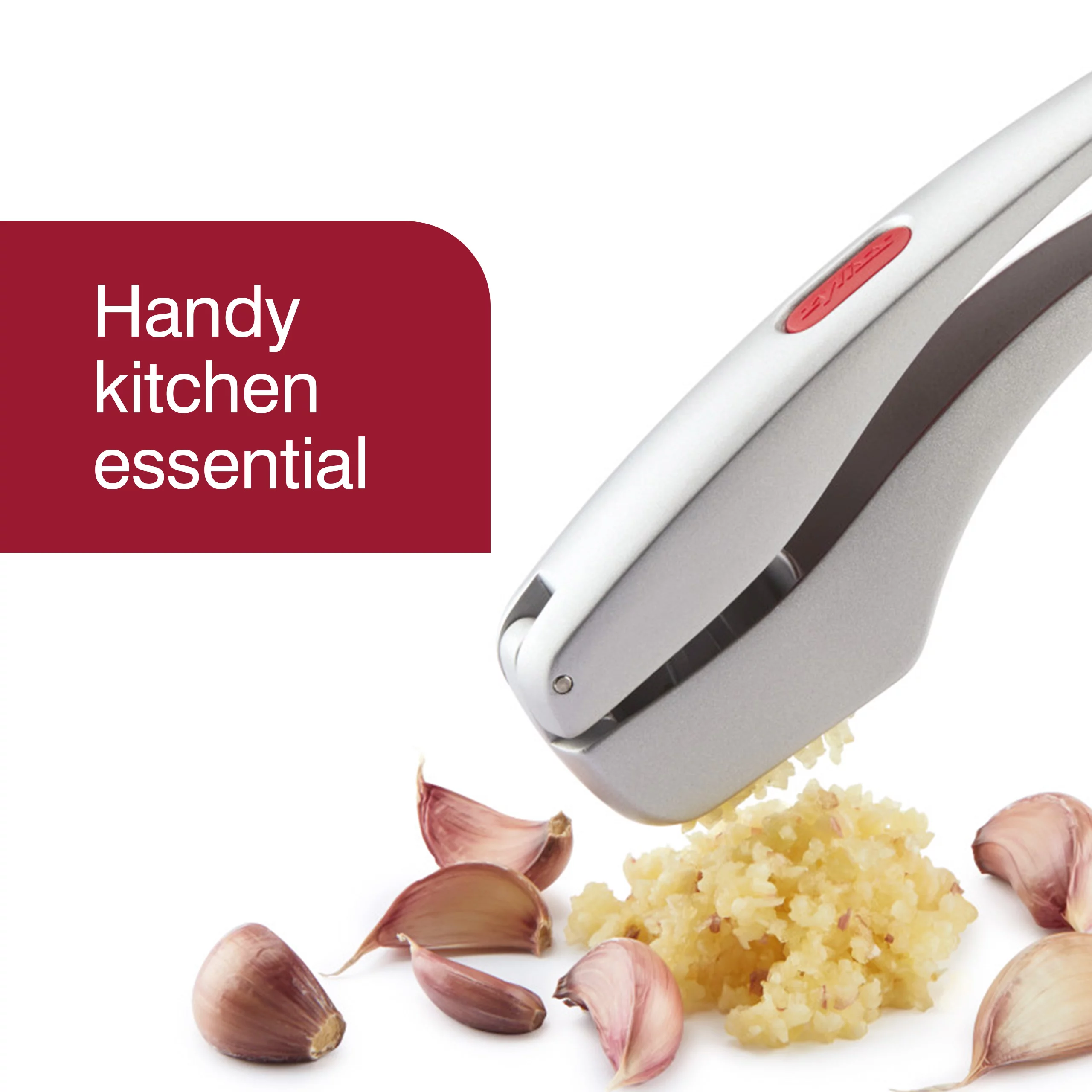 Zyliss Susi 3 Garlic Press Built in Cleaner - Crush, Mince and Peeler, Silver Aluminum Dishwasher Safe