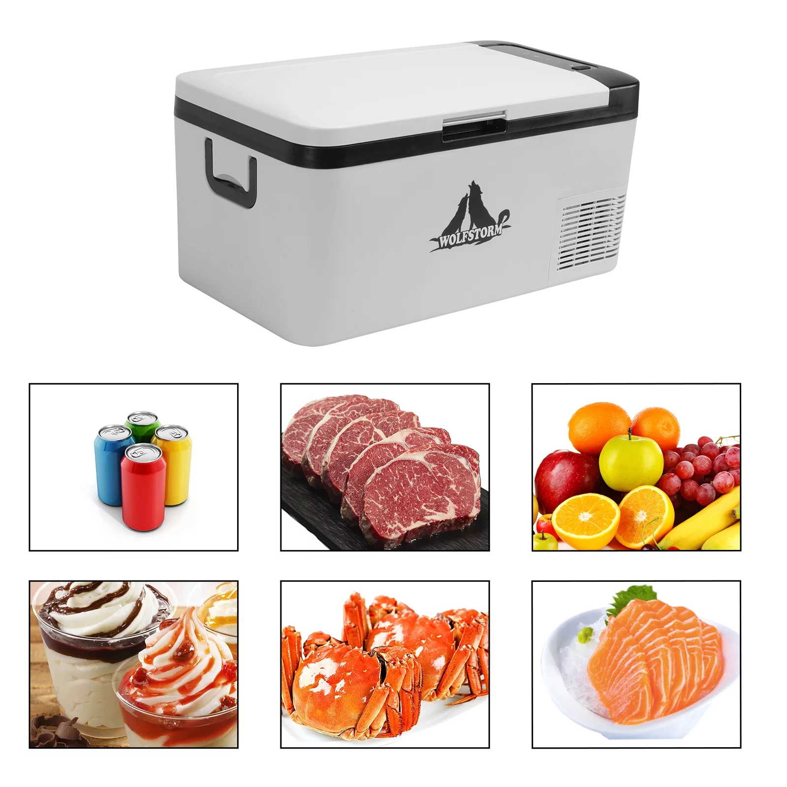 WOLFSTORM 18L Portable Car Refrigerator,Car Travel Truck Cooler Camping Freezer 12V 24V Mini Fridge For Jeep, RV, Van, Vehicle, Boat, Camping Fridge Portable(-4℉~68℉)
