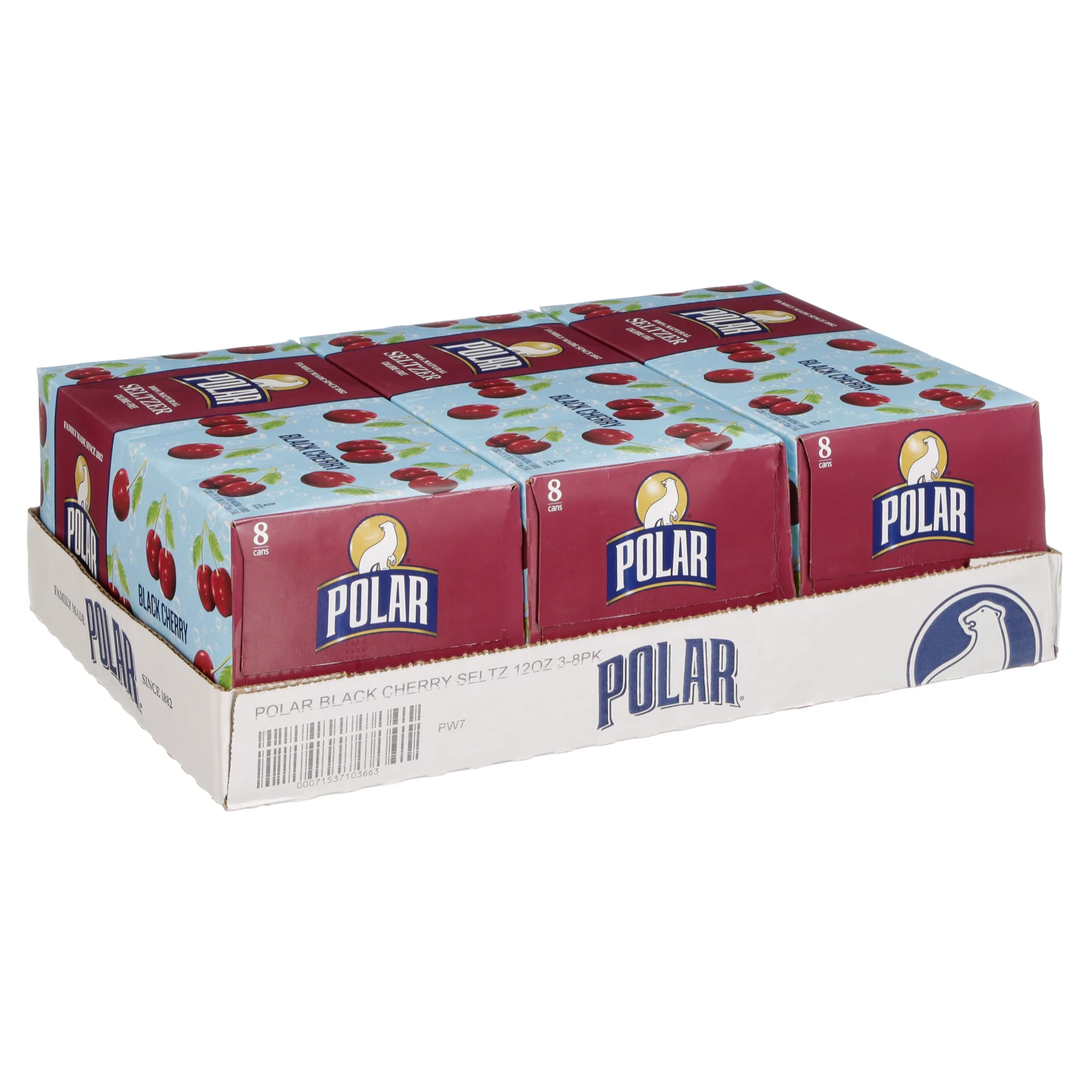 Polar Black Cherry Sparkling Water, 20 Fl Oz, 24 Count Cans