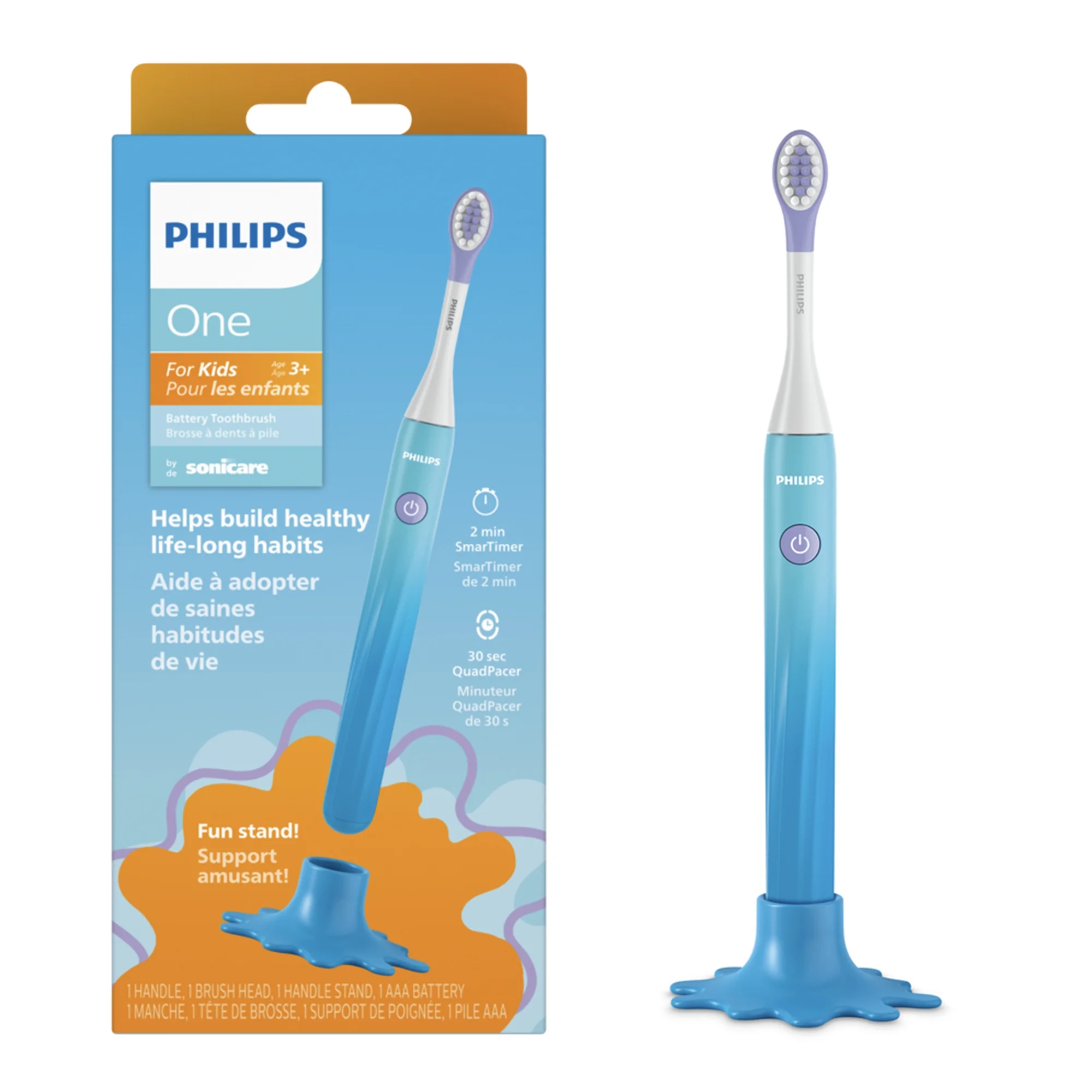 Philips One for Kids Battery Toothbrush. Blue Handle. HY1130/02