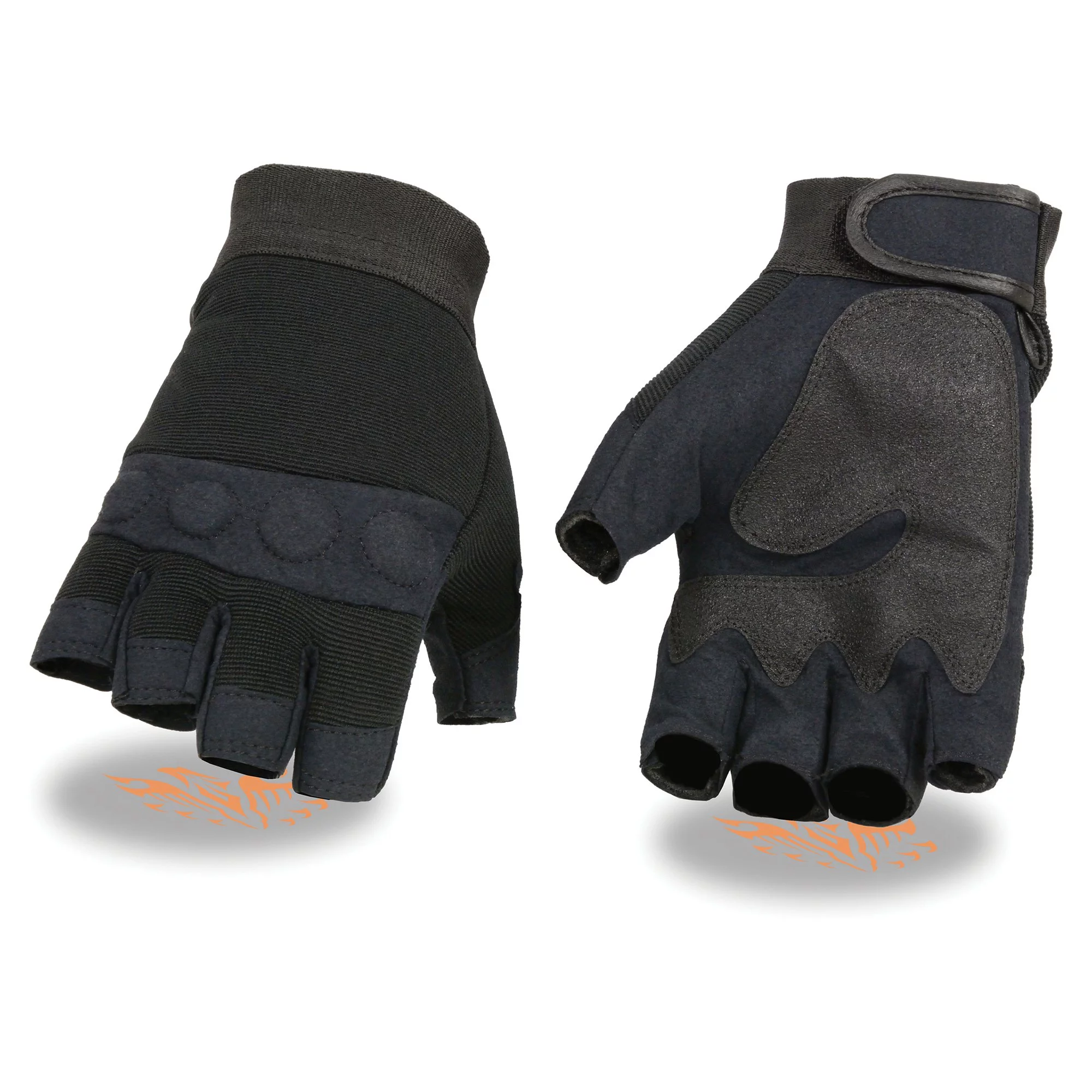 Milwaukee Leather SH44610 Men's Black Gel Padded Knuckle Fingerless Motorcycle Mechanics Hand Gloves W/ ‘Amara Cloth’ Small