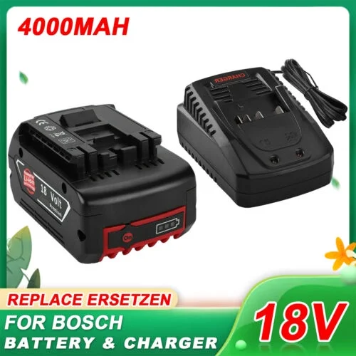 18V 2X 4.0AH Battery+Charger For Bosch 18V Li-ion BAT609 BAT610G BAT618 24618-01