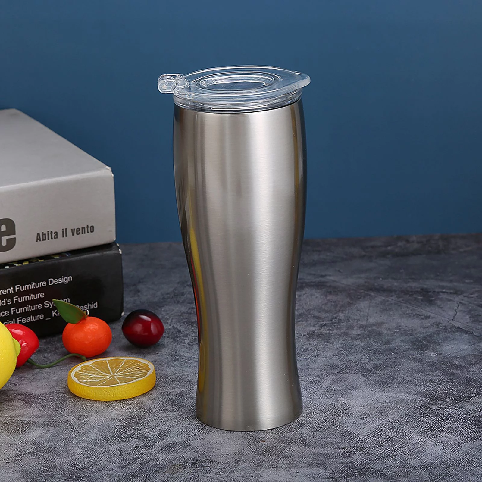 HDMY Stainless Steel Car Torch Mug - 2 Pack - Double Wall Vacuum Pint Stainless Cup - Premium Metal Cups to Keep Drinks Cold (or Hot) - With Lid, Sweat Free, Shatterproof