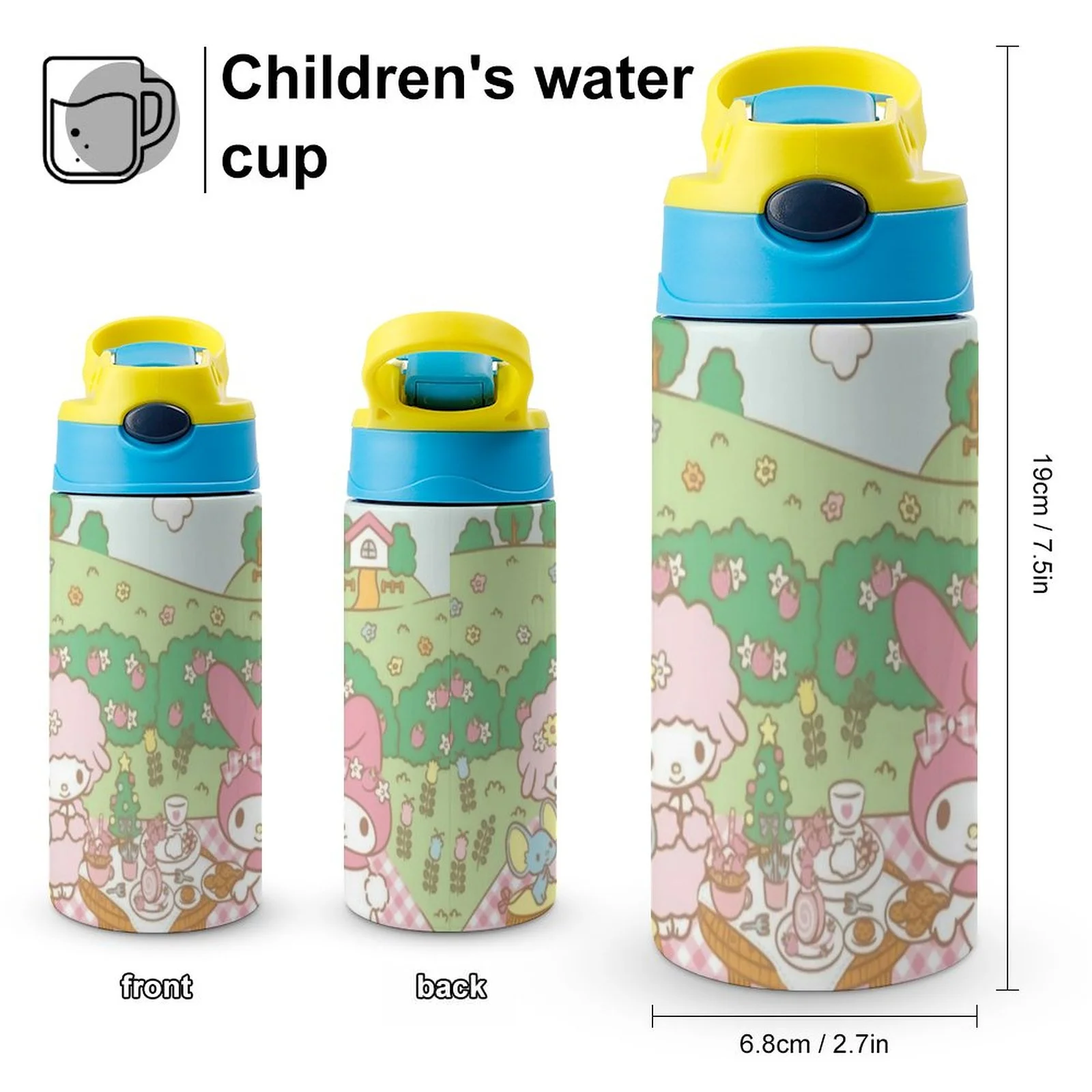My Melody Children's Water Bottle Vacuum Insulated Stainless Steel Cup With Straw Toddler Thermoses