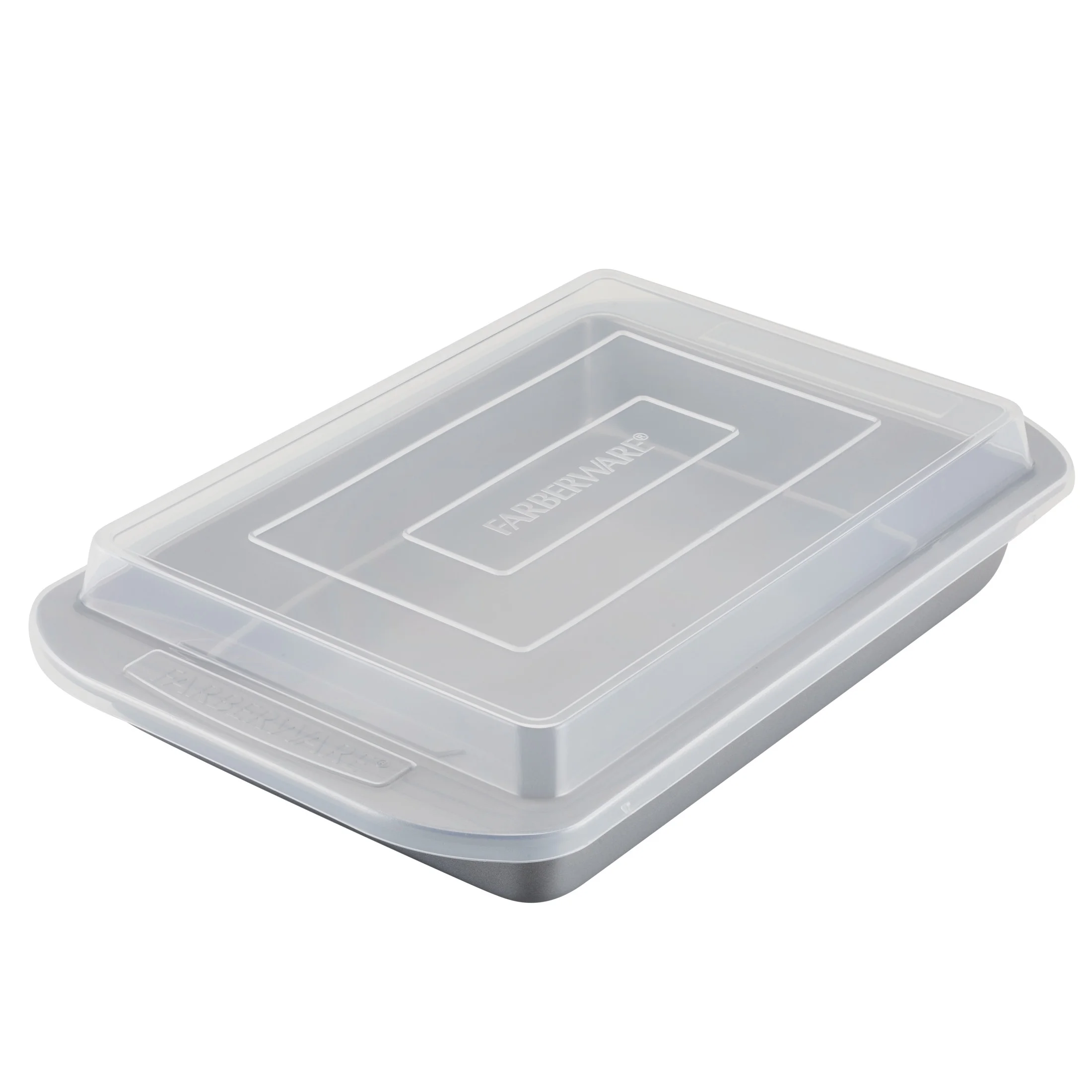 Farberware 9-Inch x 13-Inch Nonstick Bakeware Covered Rectangular Cake Pan, Gray