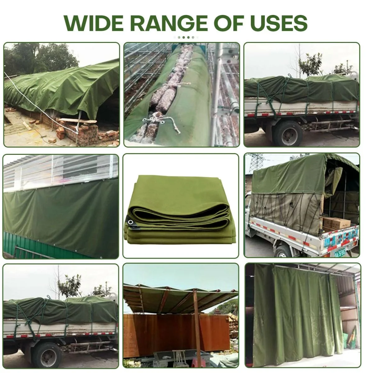 WSYW 5.9 x 7.8 ft Heavy Duty Waterproof Canvas Tarp Cotton Canvas Tarpaulin Cover Tent Green