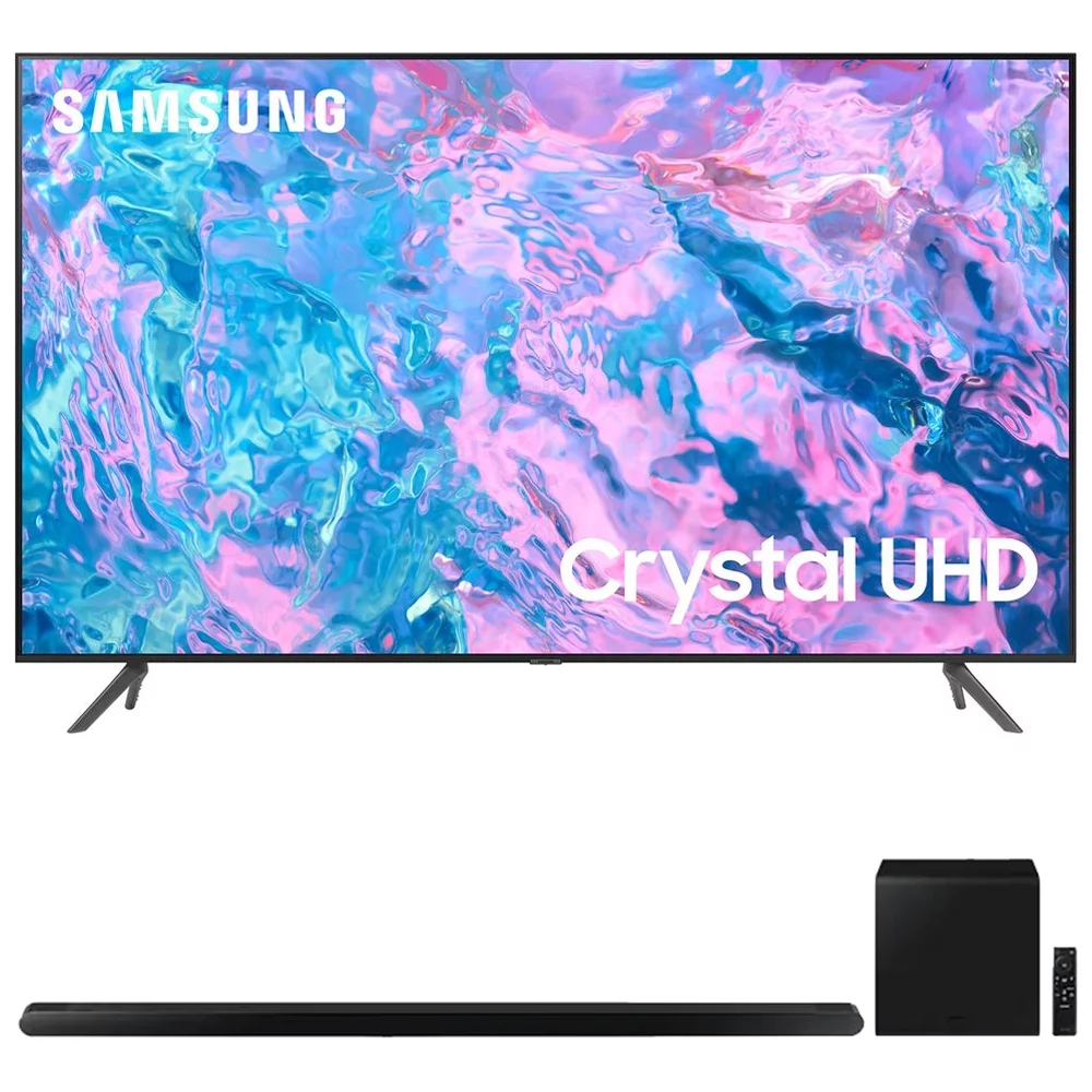 Samsung UN55CU7000 55 inch Crystal UHD 4K Smart TV (2023 Model) Bundle with Samsung HW-S800B 3.2.1ch Soundbar (Black) with Wireless Dolby Atmos DTS:X