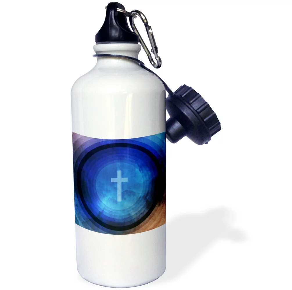 3dRose Thanks Be To God - colorful graphic design with cross and circles, Sports Water Bottle, 21oz