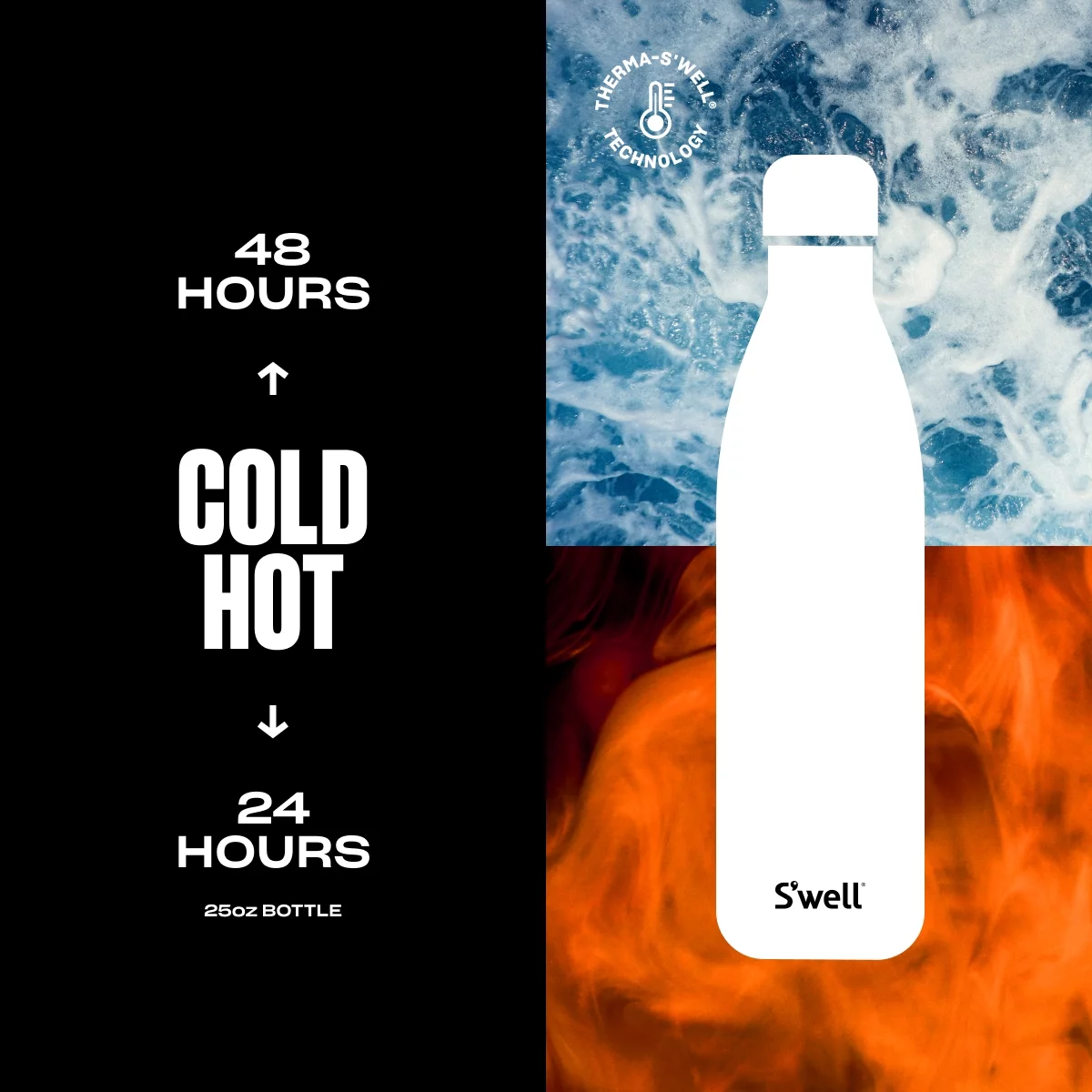 S'well Vacuum Insulated Stainless Steel Water Bottle, Blue Suede, 25 oz