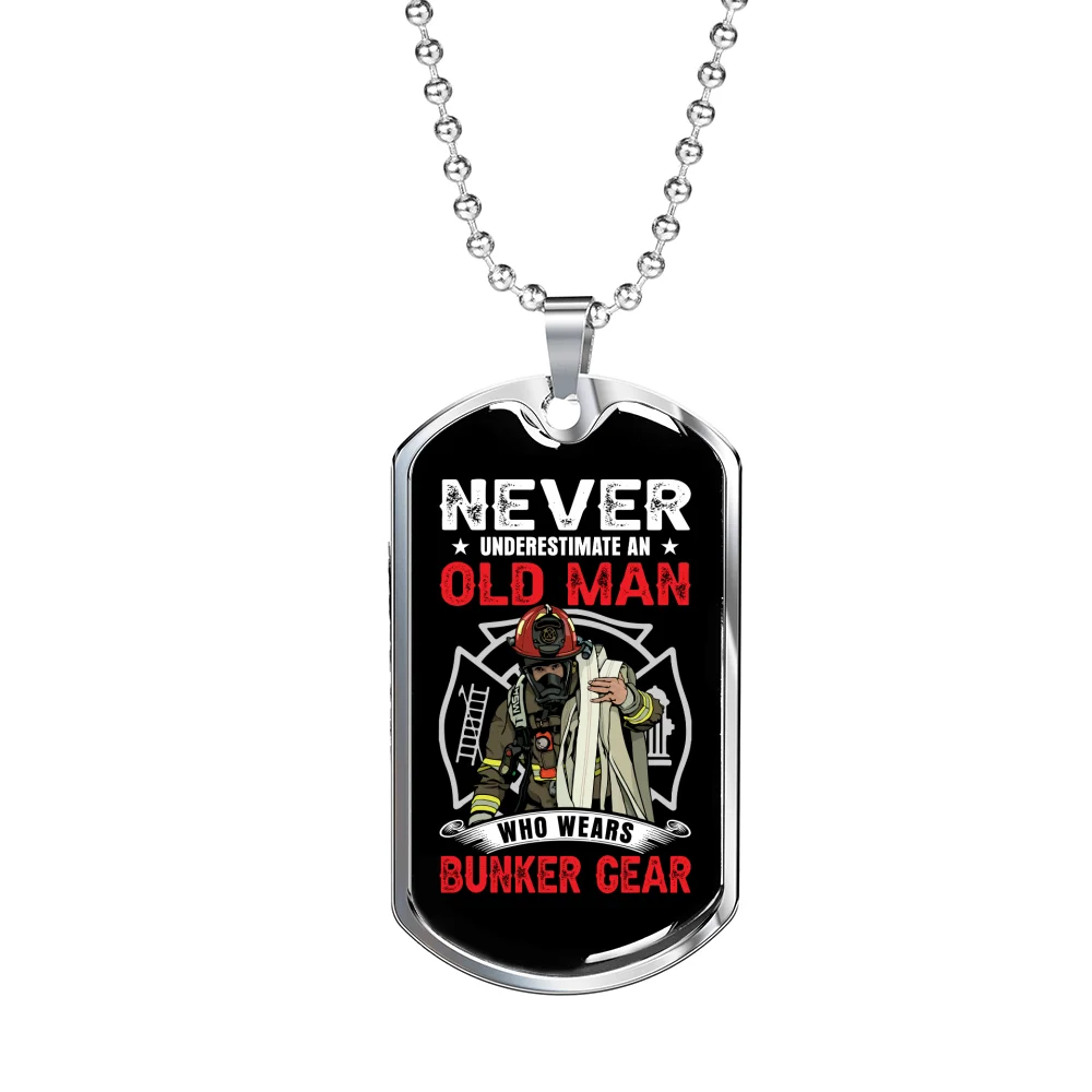 Who Wears Bunker Gear Firefighter Stainless Steel or 18k Gold Dog Tag 24