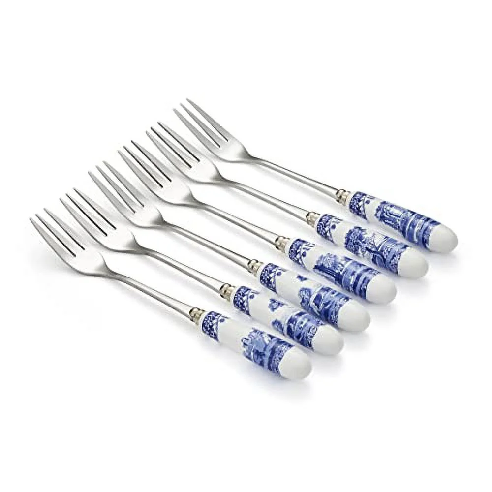 Home & Gifts Pastry Forks S/6, Blue & White