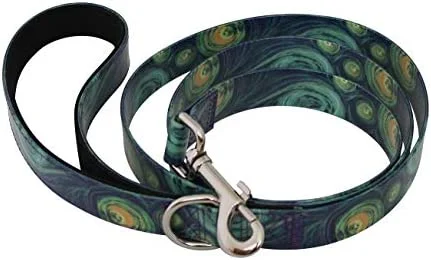 Dutch Dog Amsterdam 5' Waterproof Dog Leash Van Gogh Starry Night, Blue, Yellow, 5 ft Leash