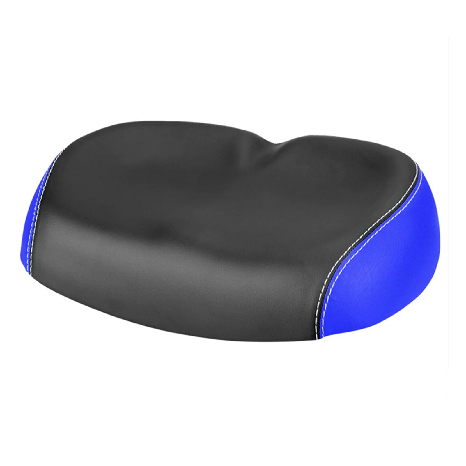 Big Ass Bike Cycling Noseless Saddle Wide Large Soft PU Pad Seat (Black & Blue)