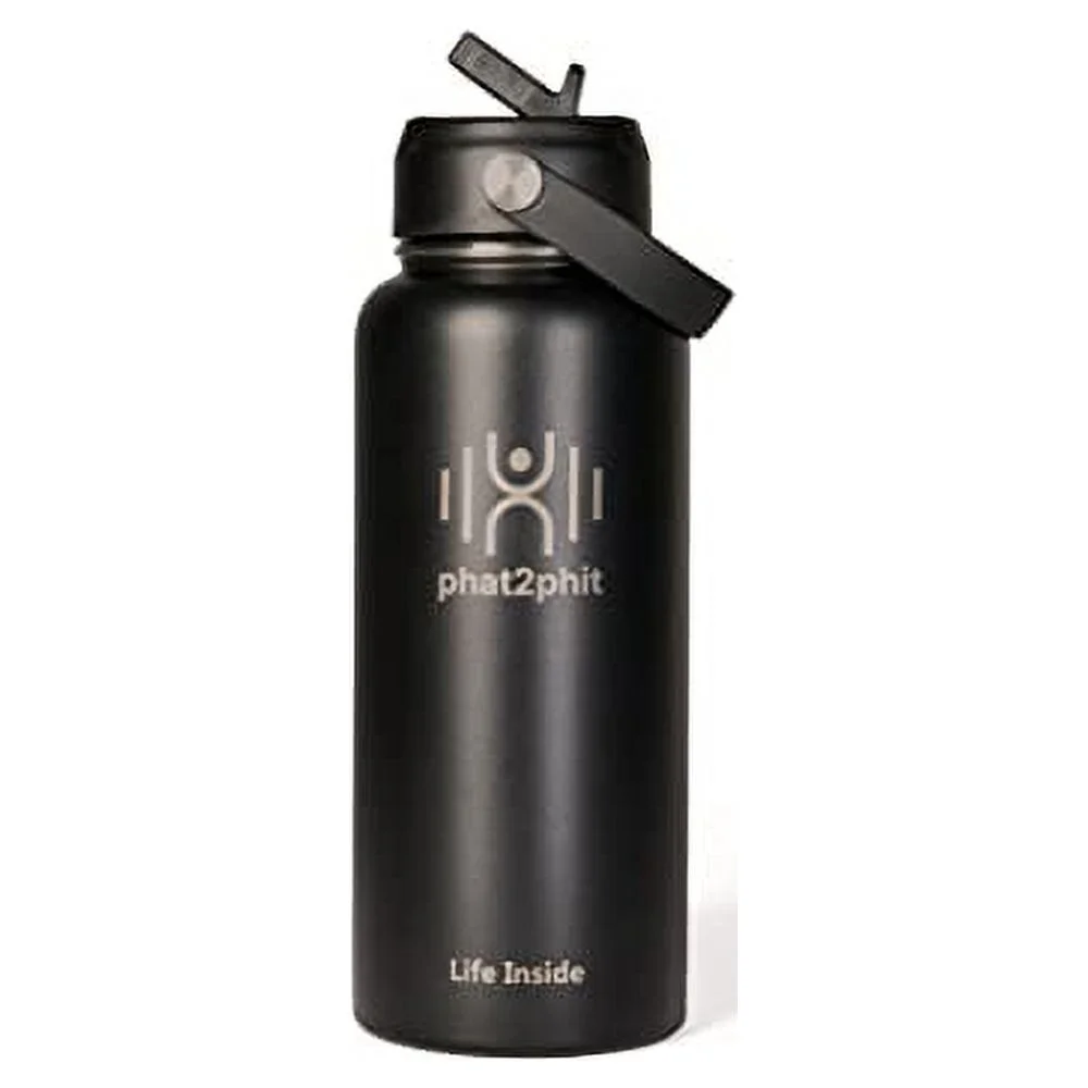 Phat2Phit 40 oz Double Insulated Stainless Steel Sports Water Bottle with Insulation Jacket