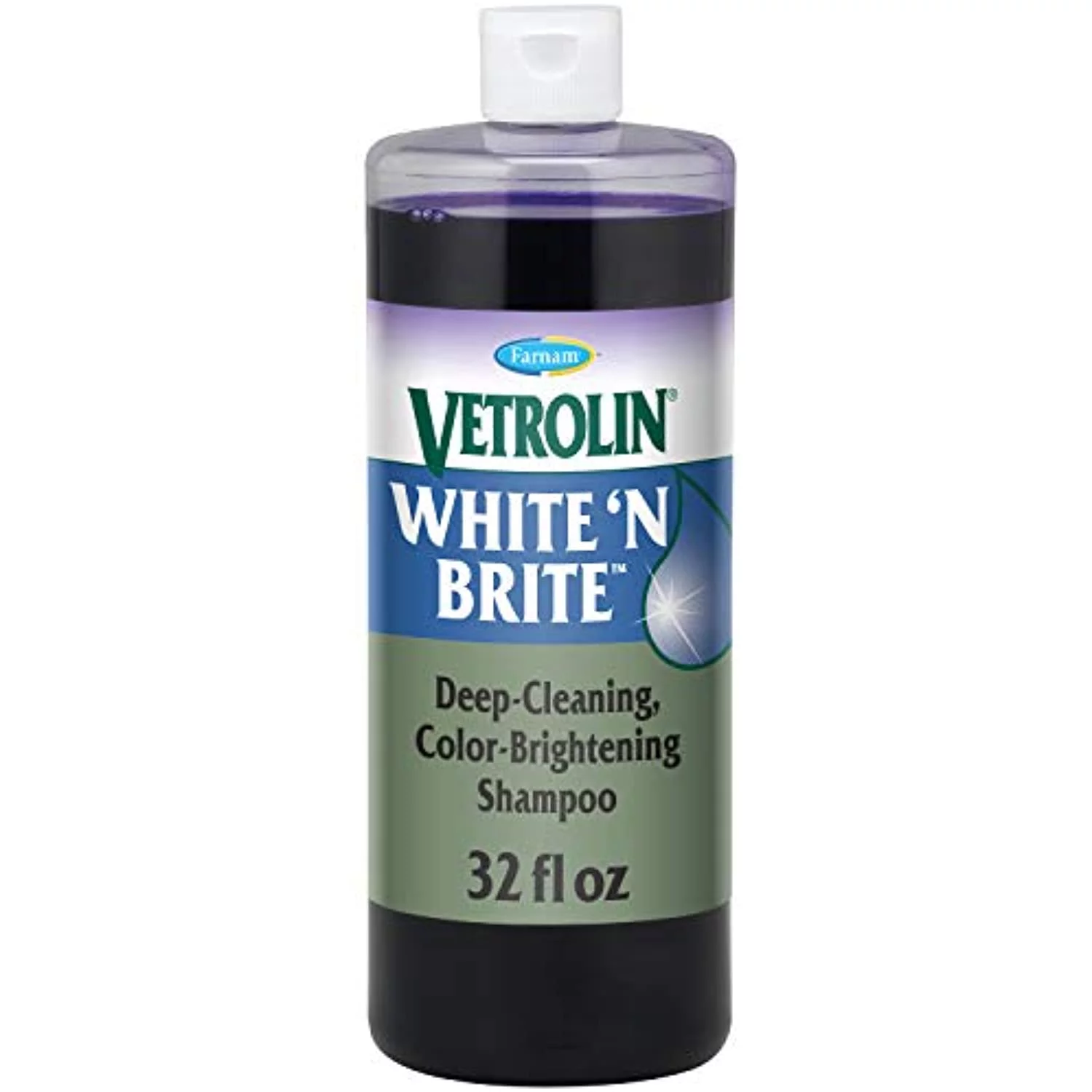 Farnam Vetrolin White N Brite Shampoo, Deep Cleaning and Color Brightening Shampoo for Horses and Dogs. 32 ounces