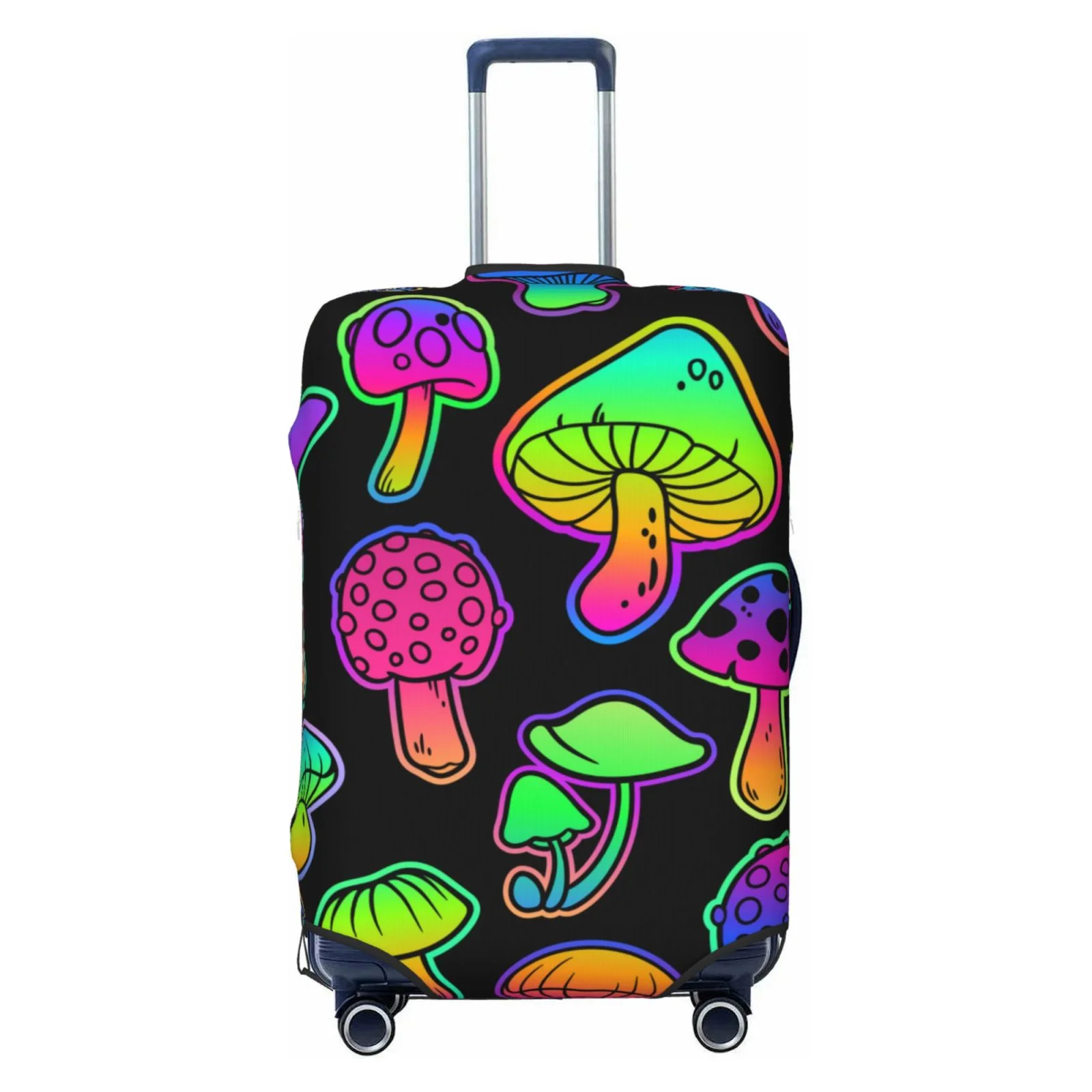 Easygdp Bright Mushrooms Print Elastic and Washable Suitcase Protective Cover with Hidden Zipper Fits 18-32 inch Luggage -Small