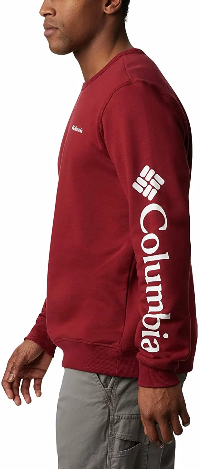 Columbia Mens Logo Fleece Crew Red Jasper/White Medium