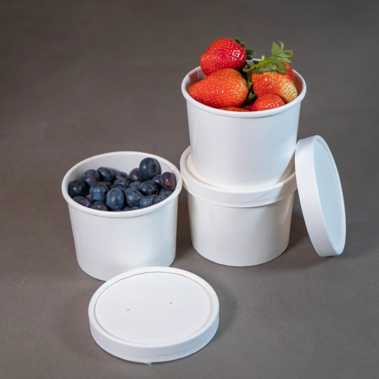 250 Sets White Paper Food Containers With Vented Lids, To Go Hot Soup Bowls, Disposable Ice Cream Cups