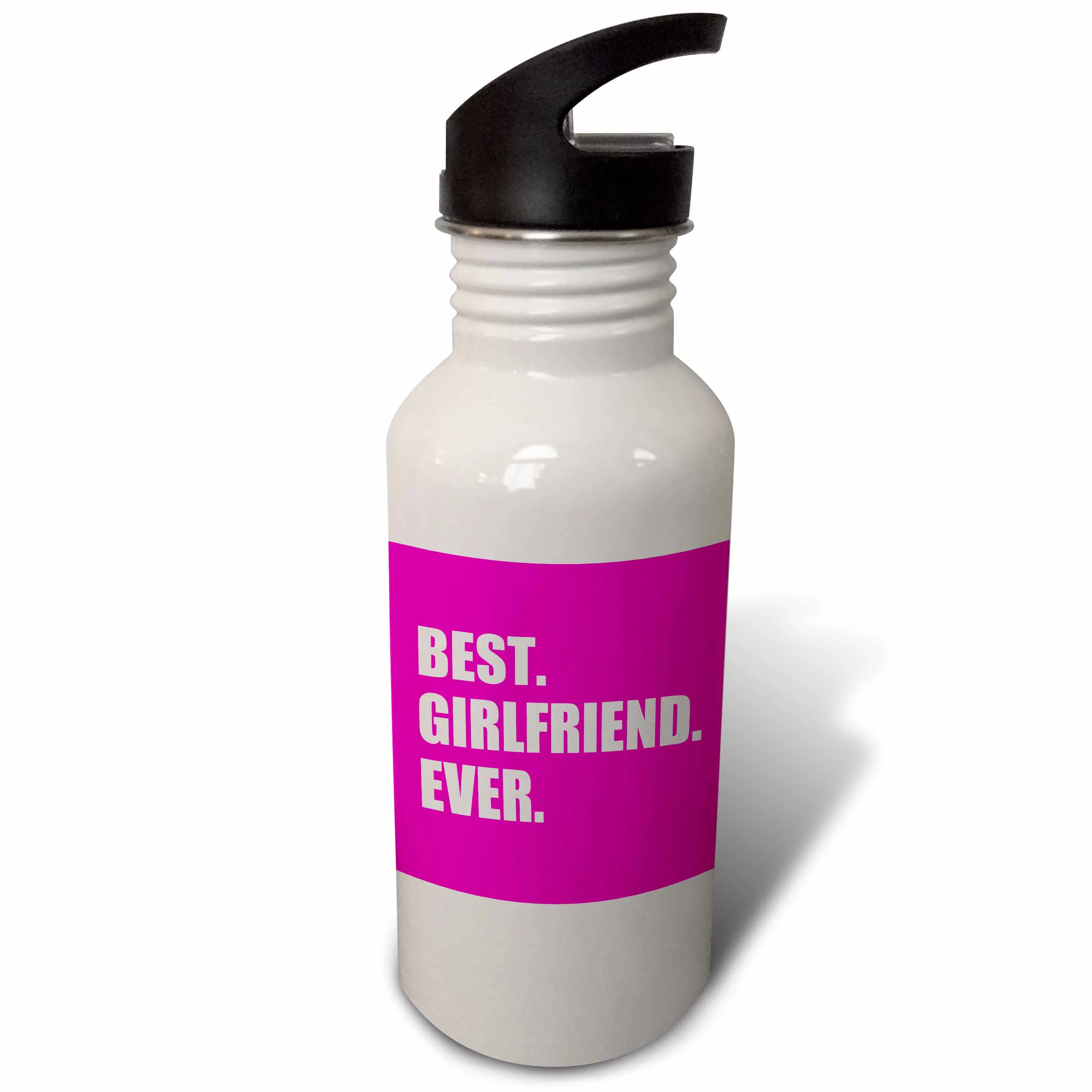 Best Girlfriend Ever text on hot pink anniversary valentines day gift 21 oz Sports Water Bottle wb-179718-1