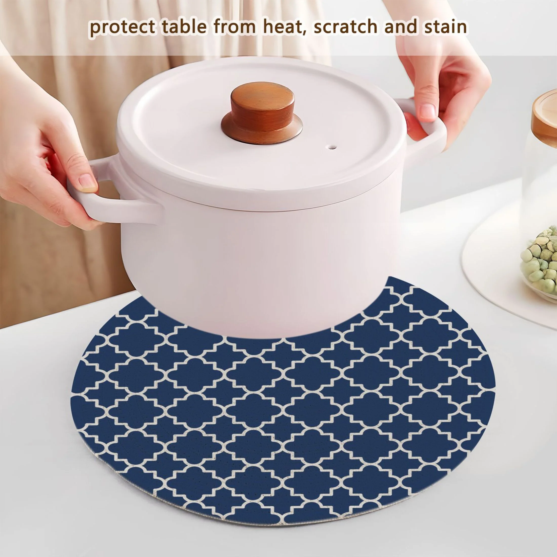 Blue with Lattice 3 PCs Pot Holders Trivets Kitchen 15