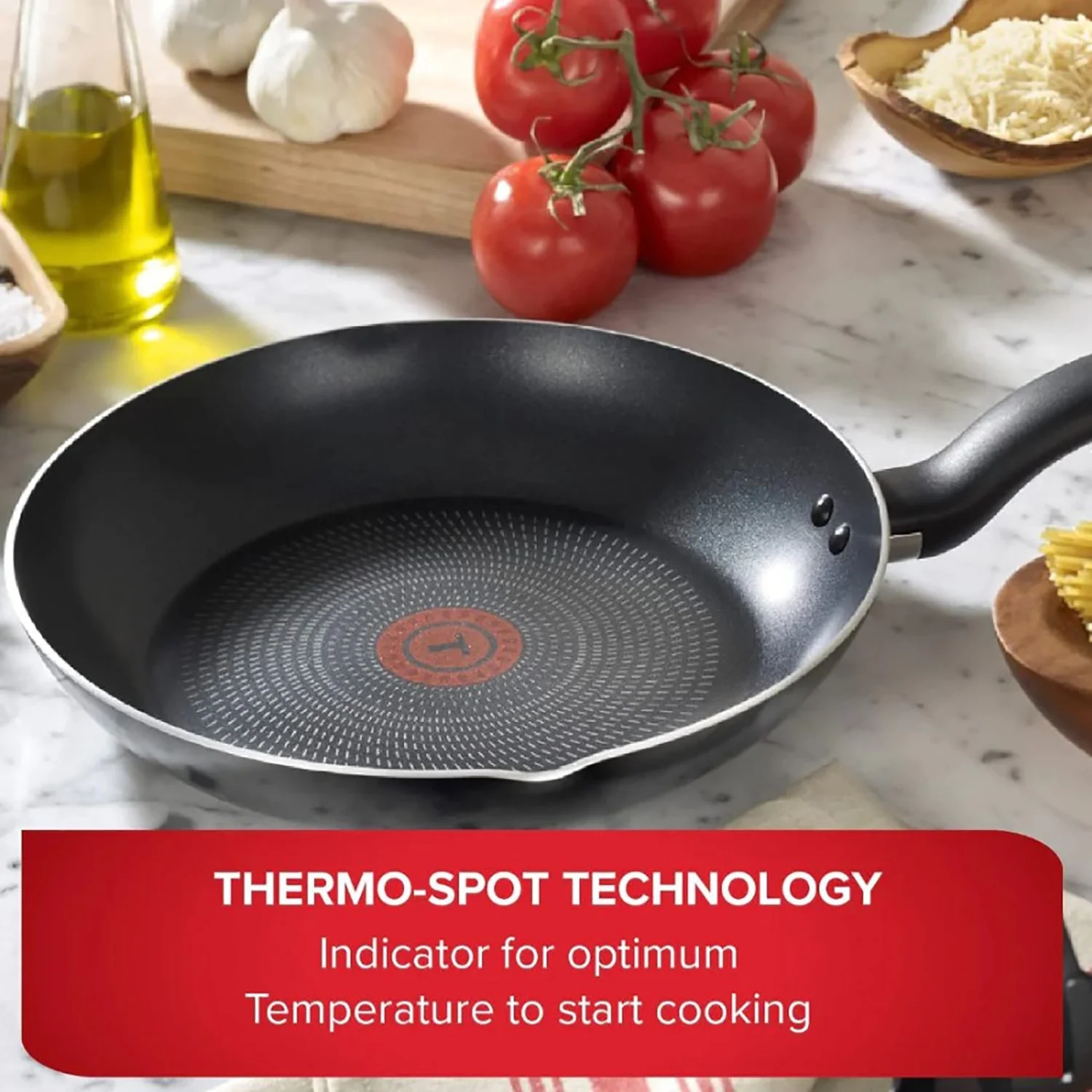 T-Fal - Set of 2 Aluminum Frying Pans, Non-Stick Surface, Thermo-Spot Technology