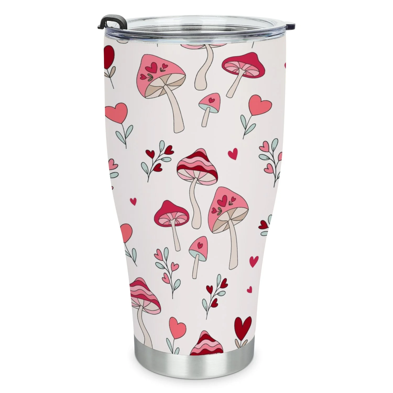 Hidove Stainless Steel Tumbler, Groovy Retro Valentine's Day Love and Hearts 30oz Leak Proof & Stainless Steel Bottle for Hot & Cold Drinks - Coffee Travel Mug, Water Metal Canteen, Thermal Cup