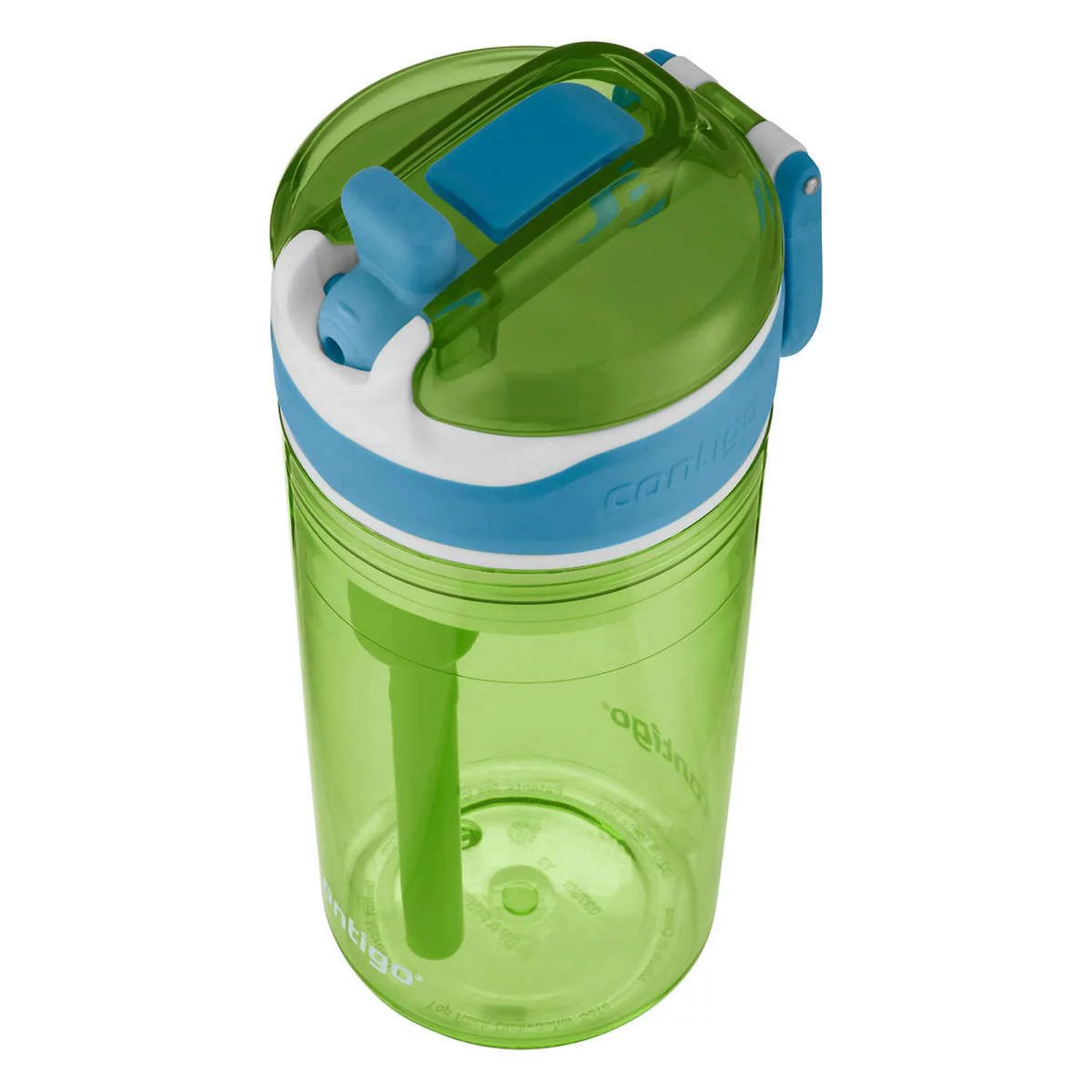 Contigo Kids 2-in-1 Snack Hero Tumbler Featuring 4oz Snack Holder Stacked on Top of 13oz Water Bottle - BPA Free, Durable Tritan w/Flexible Carry Handle & Spill-Proof Valve, Green & Blue – 2 Pack