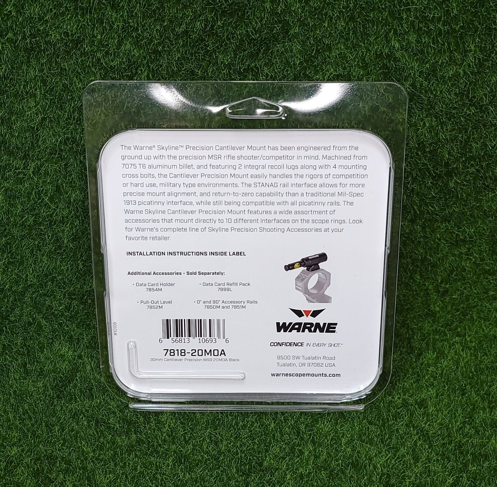 Warne Skyline One Piece Precision Cantilever Mount Matte Black 30mm Msr 20moa