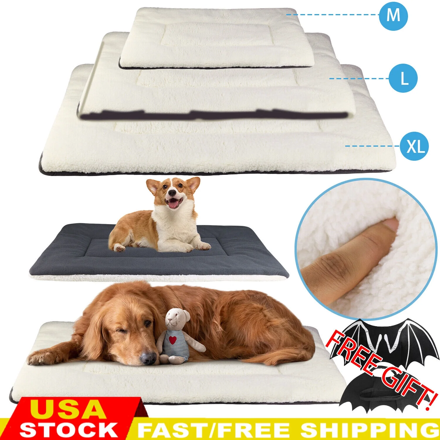 Pet Dog Cat Bed Mat Soft Crate Kennel Pad Washable Anti-Slip Mattress Cushion