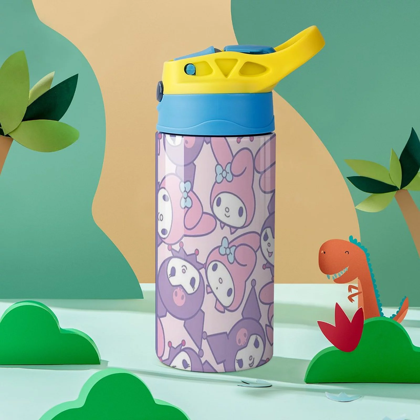 Bunny My Melody Children's Water Bottle Vacuum Insulated Stainless Steel Cup With Straw Toddler Thermoses