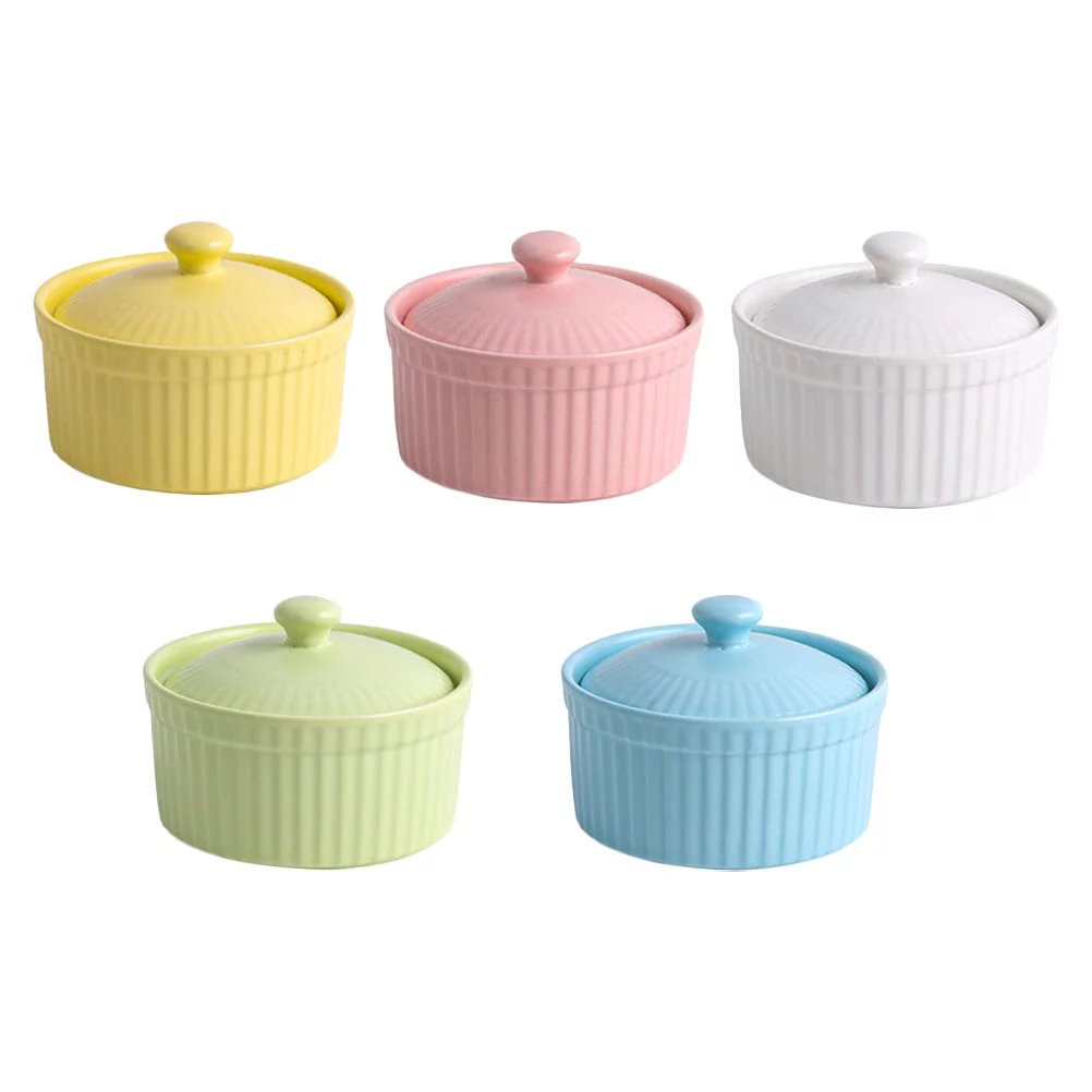 Bowls Ramekins Baking Porcelain Dishtrifle Cream Ice Dessert Soufflé Dishes Puddingcasserole Mini Lids Bowl