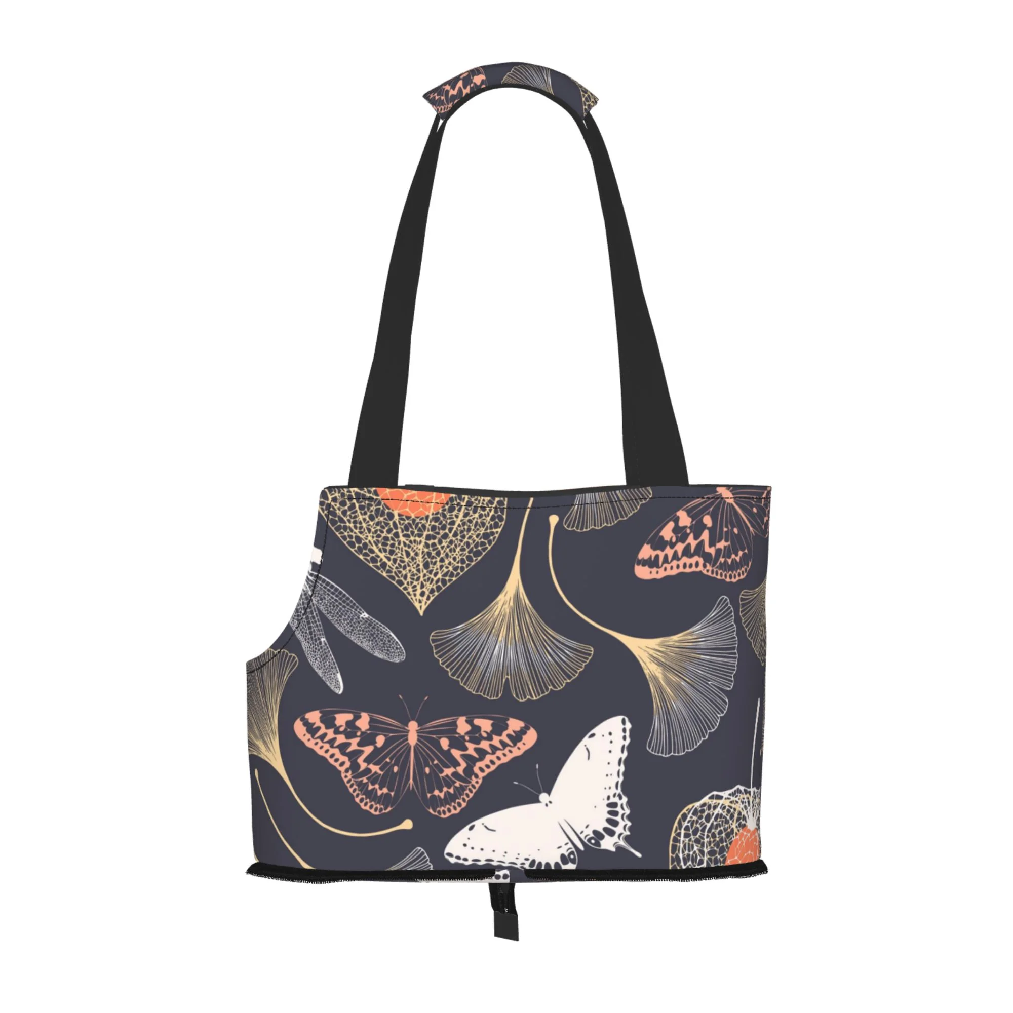 XMXY Dog and Cat Sling Carrier, Collapsible Soft Pouch Ginkgo Biloba Butterflies Pet Tote Bag, Small Kitten Puppy Outdoor Travel