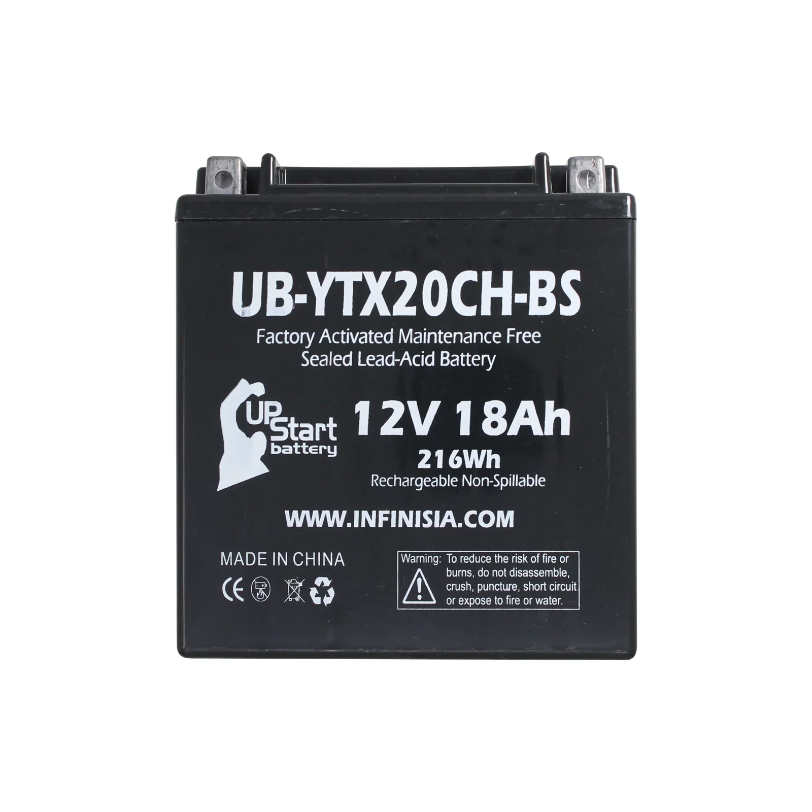 UB-YTX20CH-BS Battery Replacement for 2010 Kawasaki VN1700 Voyager, Nomad, Vaquero 1700 CC Motorcycle - Factory Activated, Maintenance Free, Motorcycle Battery - 12V, 18AH, UpStart Battery Brand