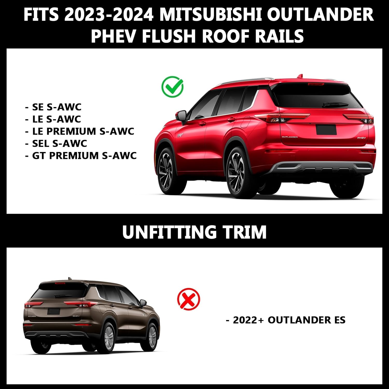 ROKIOTOEX Coyote Roof Rack Crossbars Fit for 2023 2024 Mitsubish-i Outlander PHEV Flush Side Rails Lockable Cross Bars for Rooftop Cargo Box Luggage, Ski Board, Bike Carrier – Silver MO22