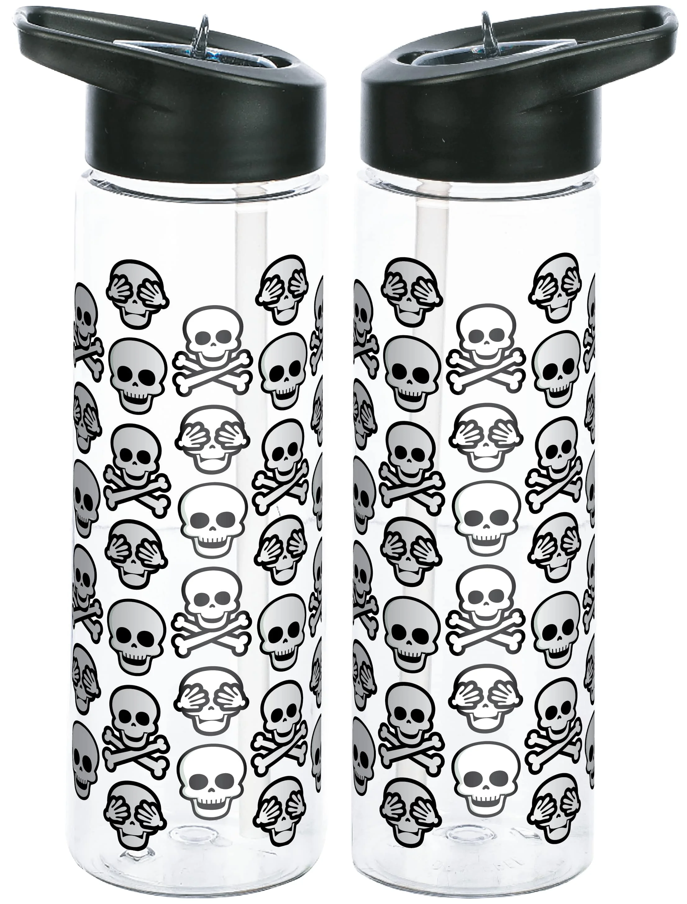 Skull Pattern Transparent 24 Ounce BPA-Free Uv Tritan Plastic Water Bottle