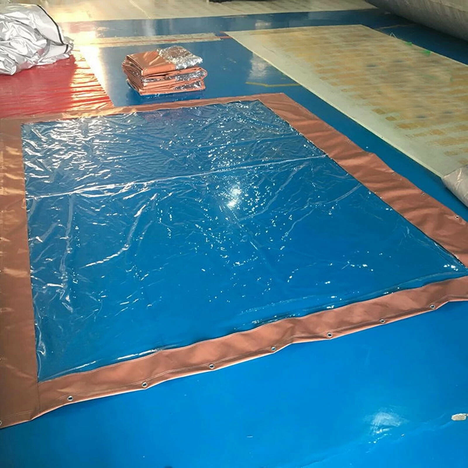 8*16FT Commercial PVC Waterproof Clear Awning Canopy Curtain Enclosure Graden PVC Rainproof Tarpaulin Clear Awning Canopy Agriculture Landscaping Covers Brown PVC Rainproof Tarpaulin Clear