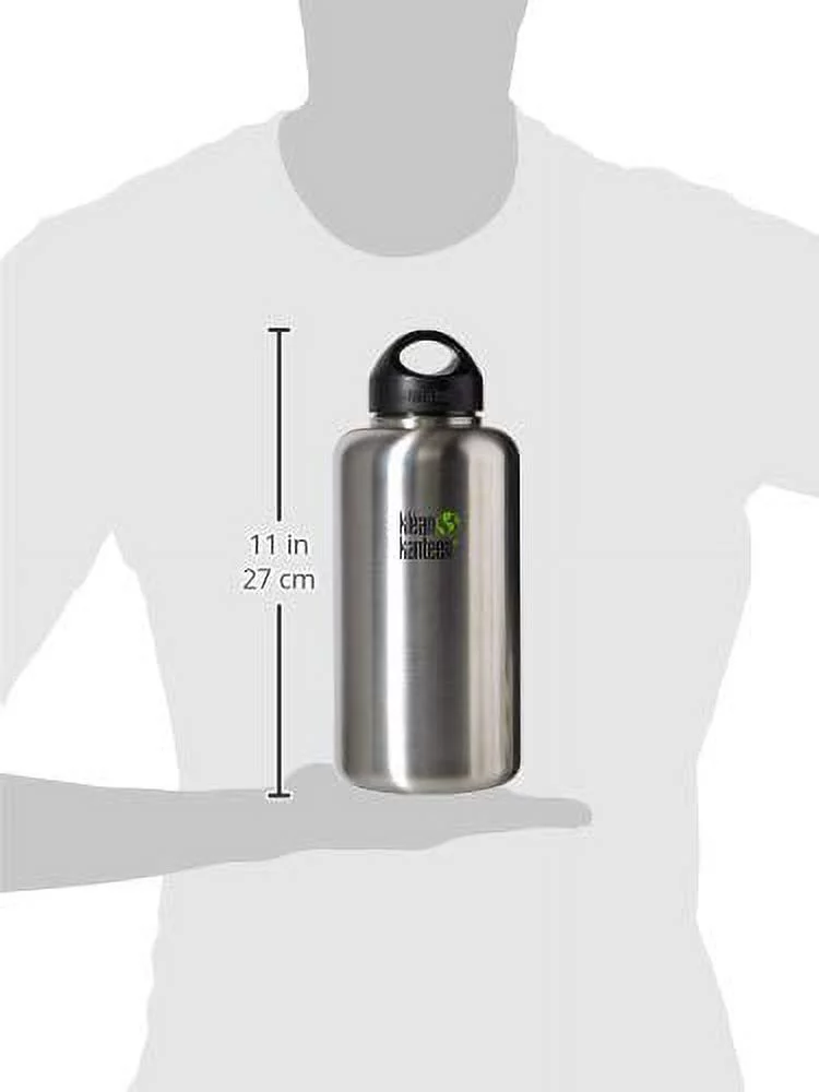 Klean Kanteen Wide Mouth Single Wall Stainless Steel Water Bottle with Leak Proof Stainless Steel Interior Cap