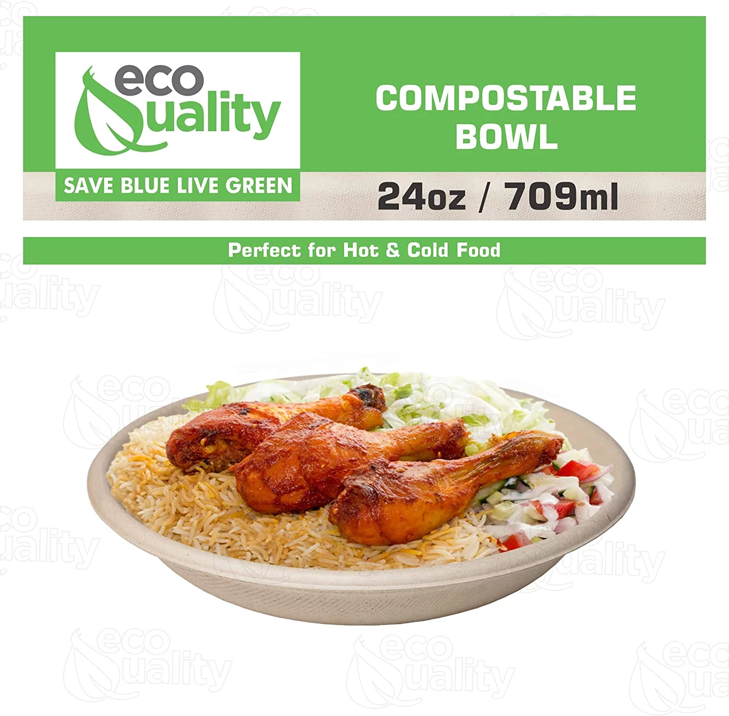 25 Pack 24 oz Round Disposable Compostable Paper Bowls Heavy-Duty, Eco-Friendly Natural Bagasse Unbleached, Heat Resistant, 100% Biodegradable Salad Bowls Alternative to Plastic