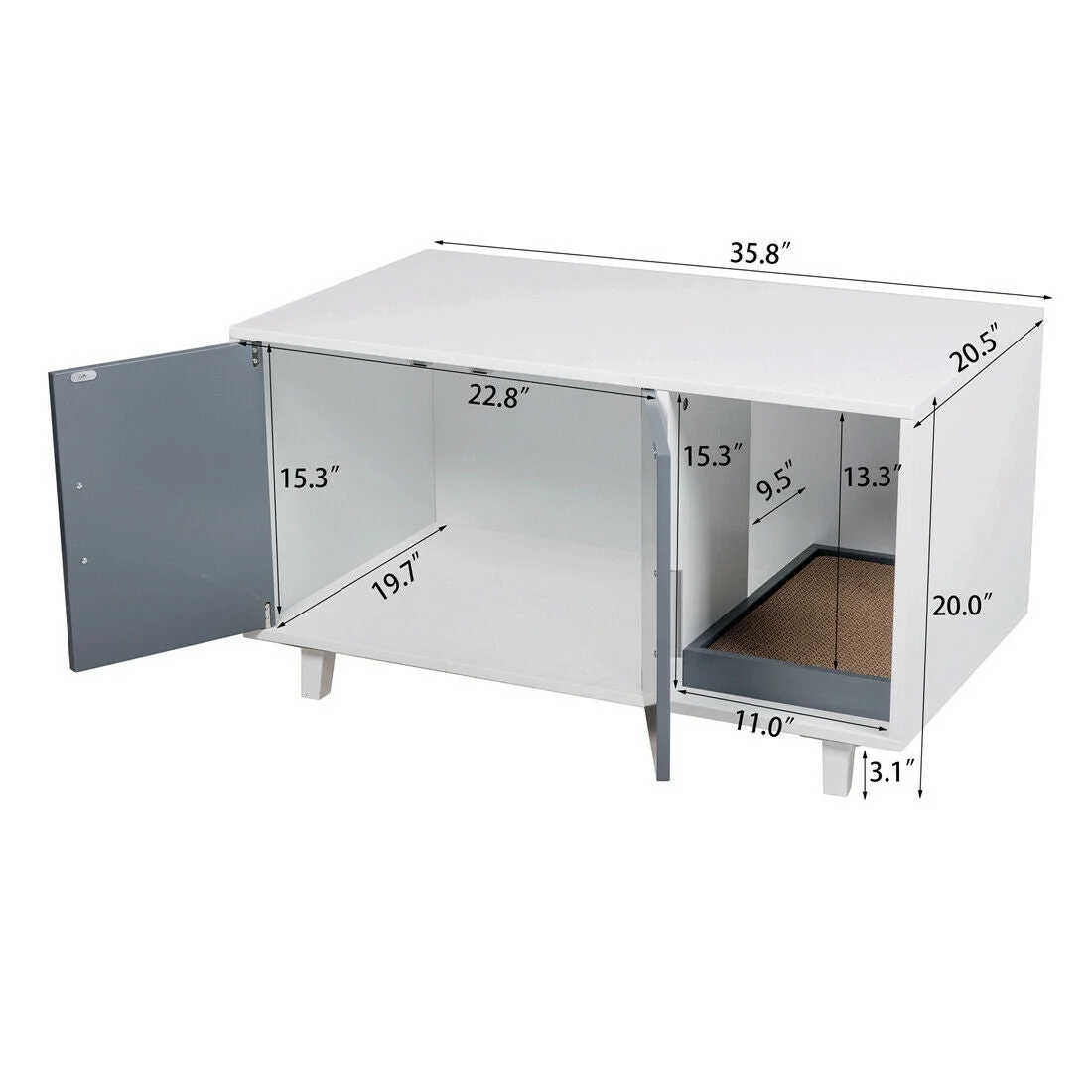 GDLF Modern Pet Crate Cat Washroom Hidden Litter Box Enclosure House Table