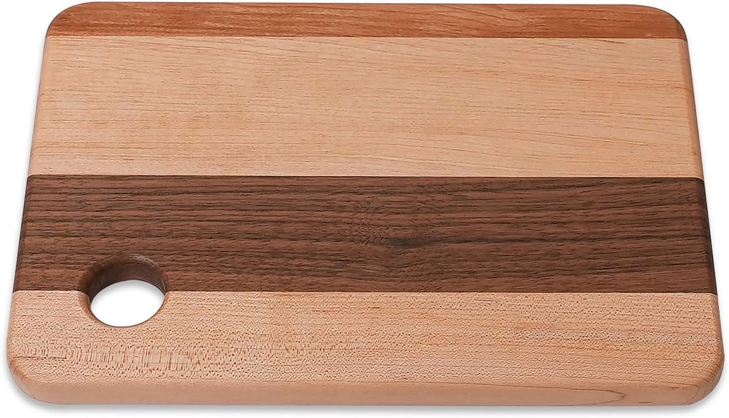CONSDAN Mixed Hardwood Cutting Board - Food-Safe Kitchen Chopping Board for Meat, Vegetables, Fruits, Bread, and Cheese 10 x 7 x 5/8 in