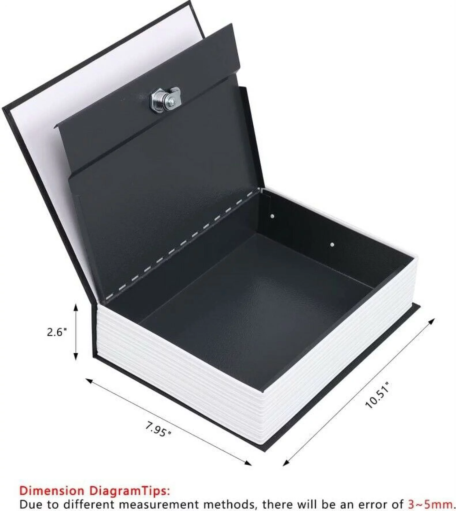 Safe Lock Box Book Vault Metal Fire Proof Secret Money Hidden Gun Cash with Key