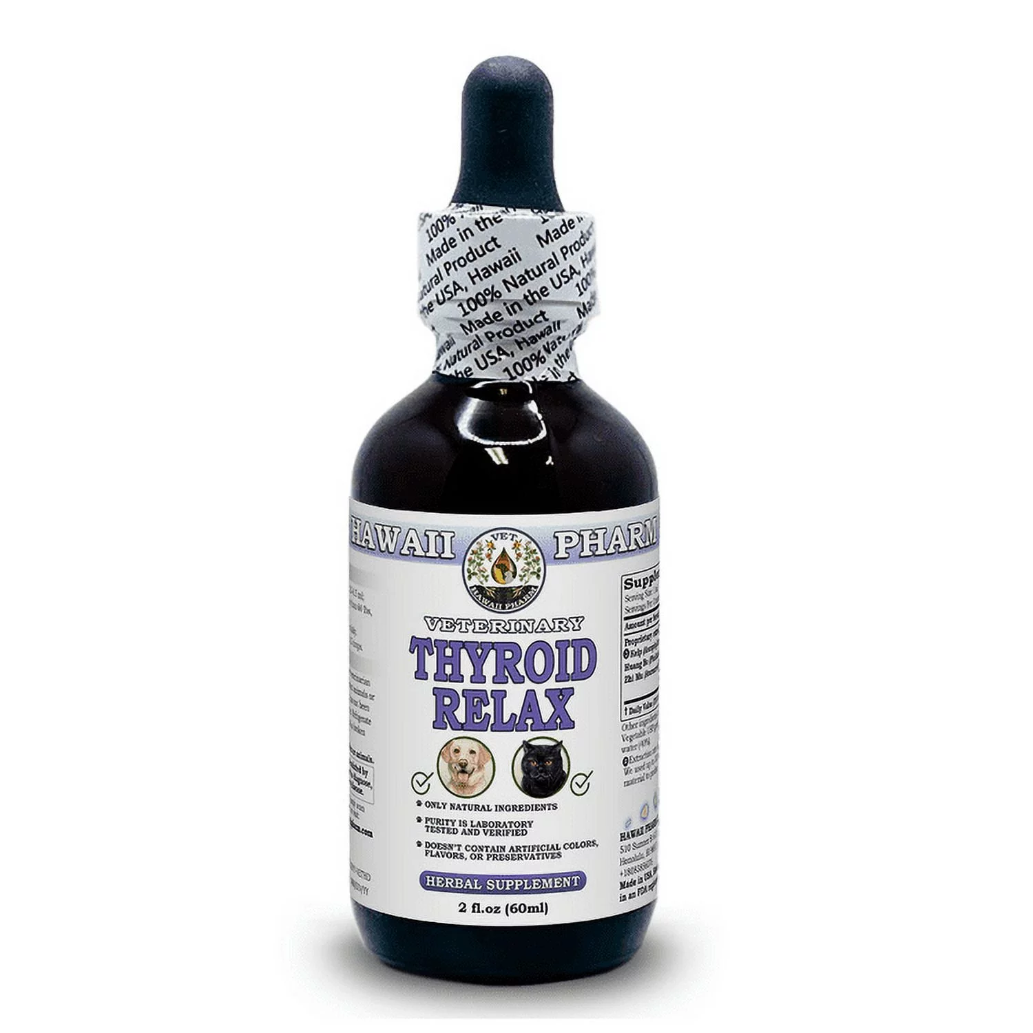 Thyroid Relax Natural Alcohol-FREE Liquid Extract, Pet Herbal Supplement. Expertly Extracted by Trusted HawaiiPharm Brand. Absolutely Natural. Proudly made in USA. Glycerite 2 Fl.Oz