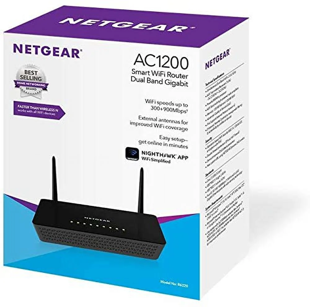NETGEAR AC1200 Smart Wi-Fi Router with External Antennas (R6220 - 100INS)