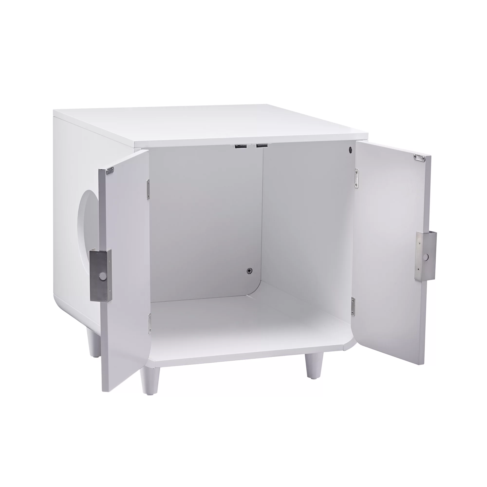 Teamson Pets Dyad Wooden Cat Litter Box, Alpine White