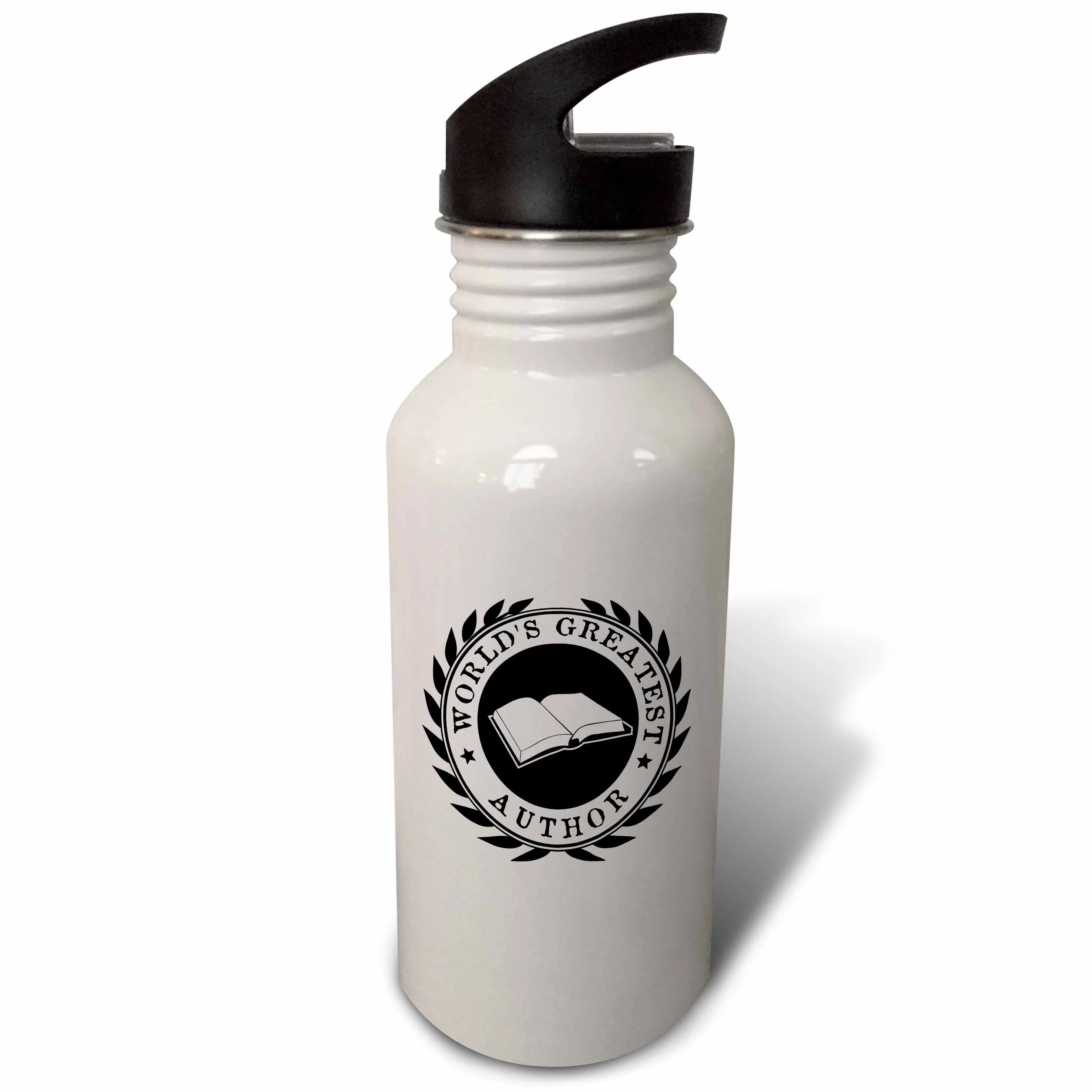 Worlds Greatest Author. Best writer job pride black and white graphic 21 oz Sports Water Bottle wb-165001-1